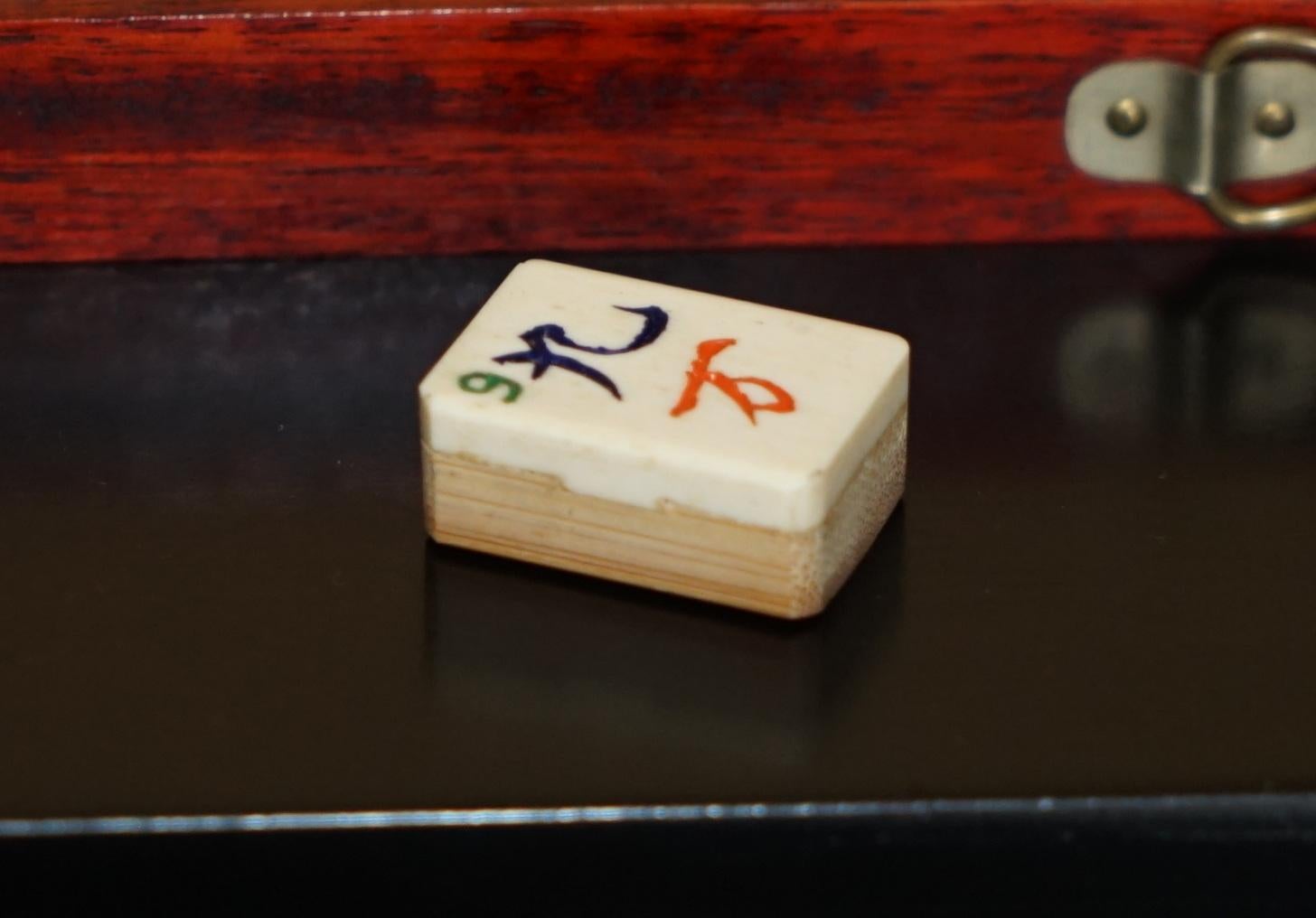 FOUR PERSON ANTIQUE MAHJONG SUITE CIRCA 1920's CHINESE EXPORT PERIOD WITH STAND For Sale 7