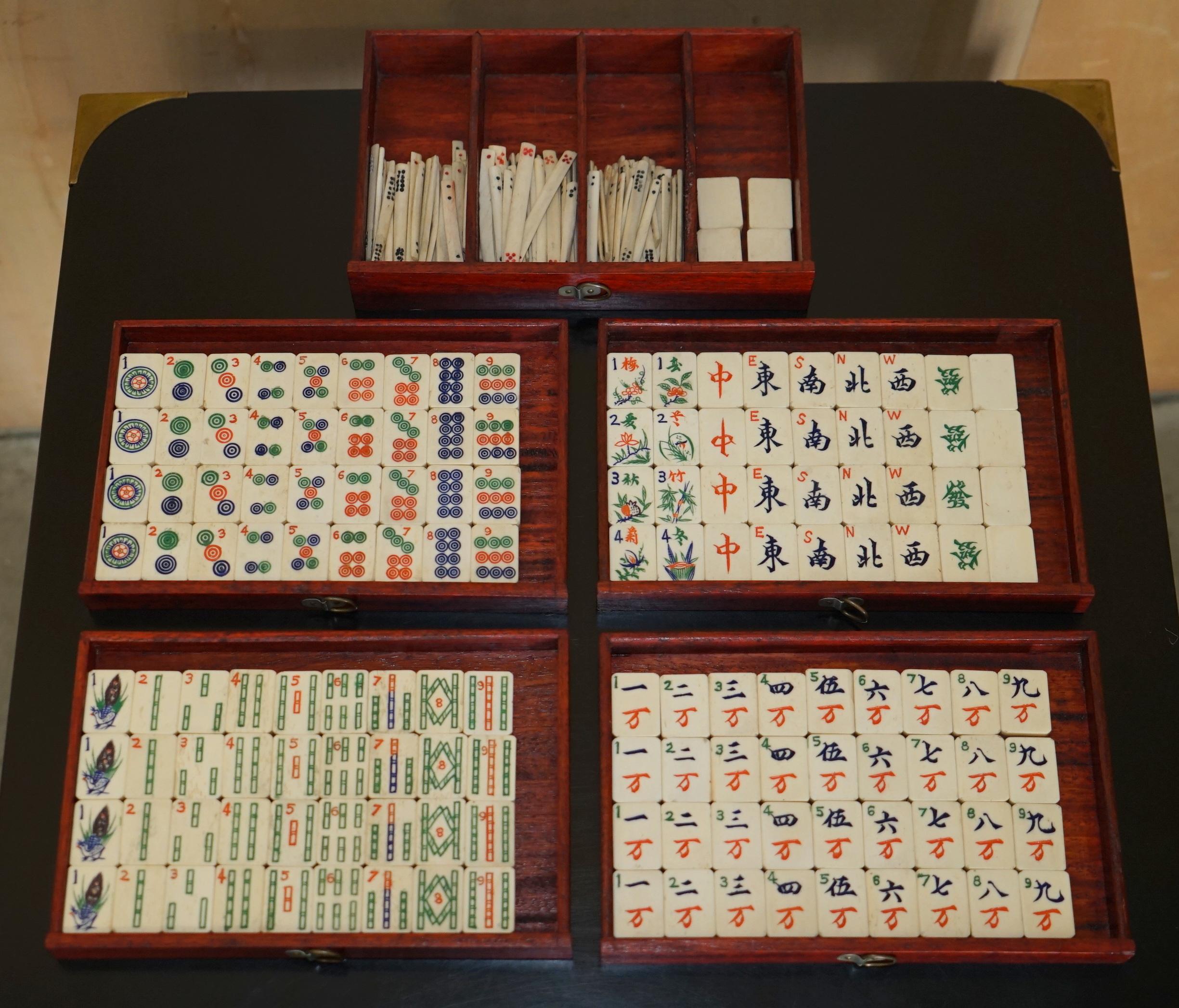 Early 20th Century FOUR PERSON ANTIQUE MAHJONG SUITE CIRCA 1920's CHINESE EXPORT PERIOD WITH STAND For Sale