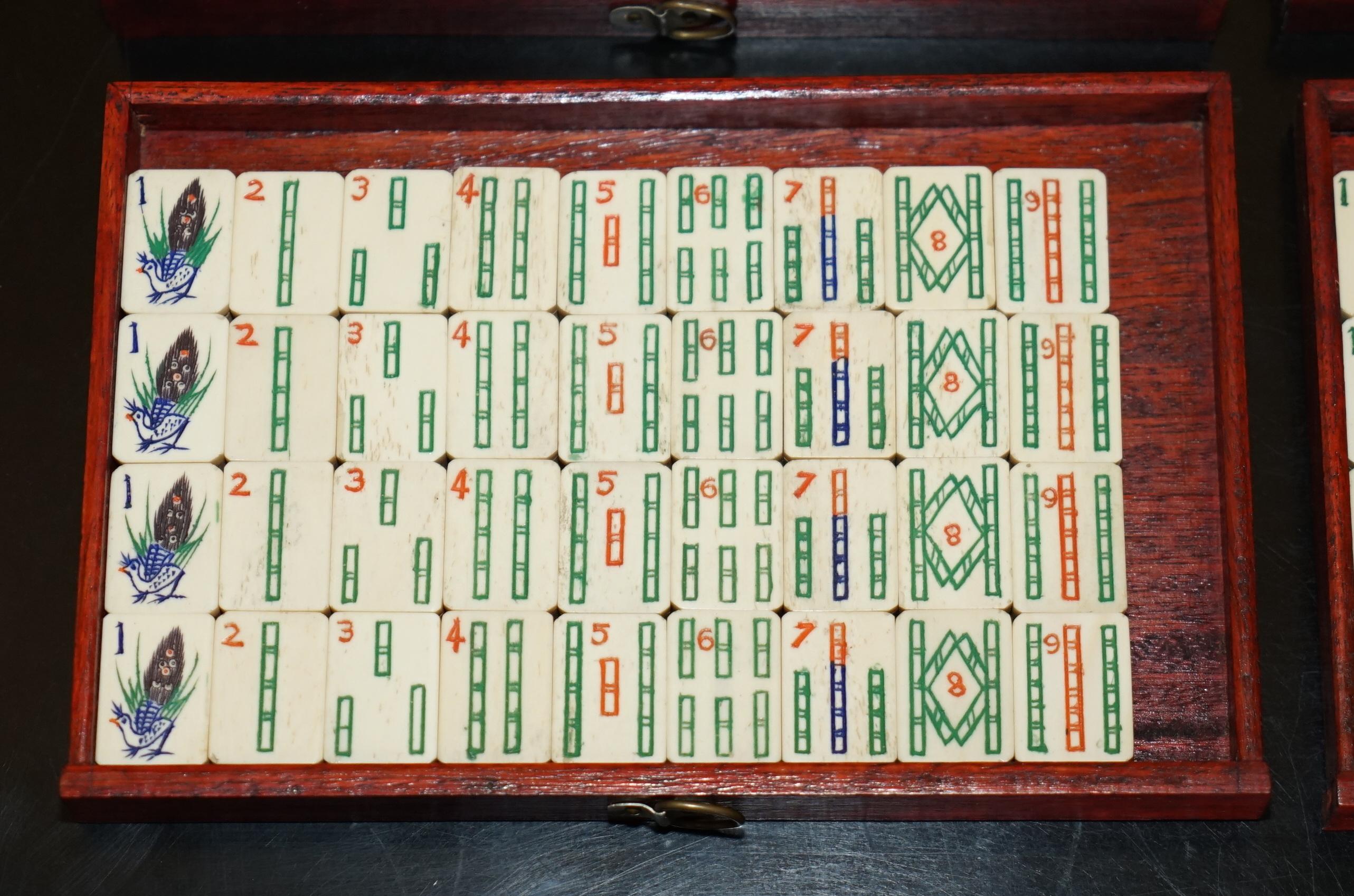 Bamboo FOUR PERSON ANTIQUE MAHJONG SUITE CIRCA 1920's CHINESE EXPORT PERIOD WITH STAND For Sale