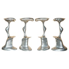 FOUR PHILIP WATTS MERCURY DESiGN SPACE AGE ALUMINIUM HIGH KITCHEN BAR STOOLS