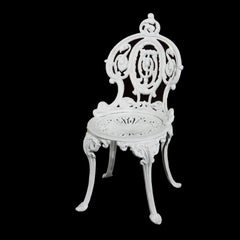 Four-Piece Antique Fiske School Painted Cast Iron Garden Table & 3 Chairs