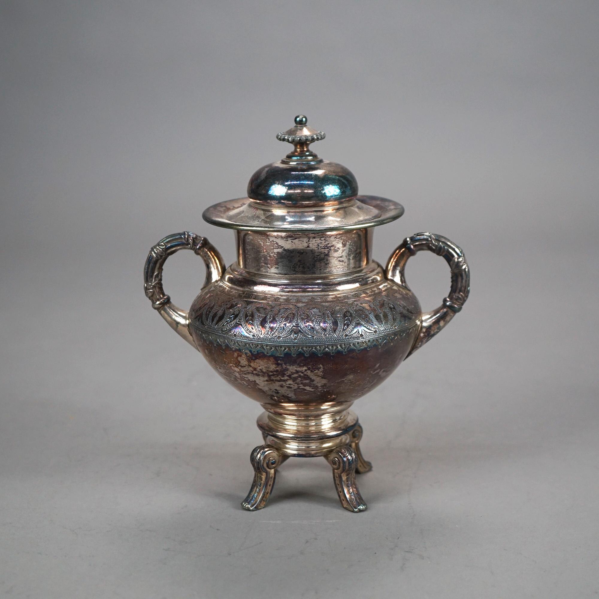 Juego de té antiguo de cuatro piezas con pie plateado C1890 en venta 5