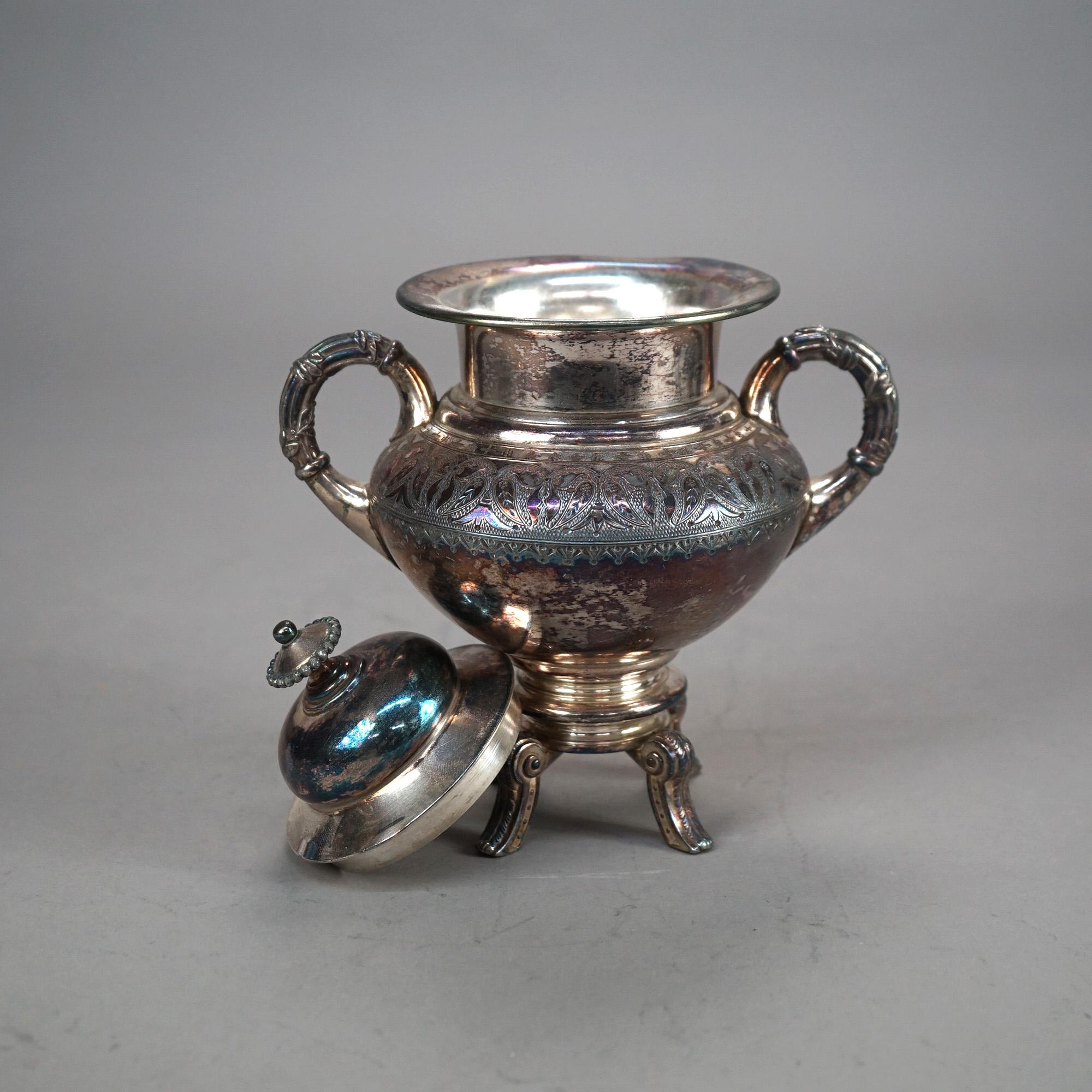 Juego de té antiguo de cuatro piezas con pie plateado C1890 en venta 6