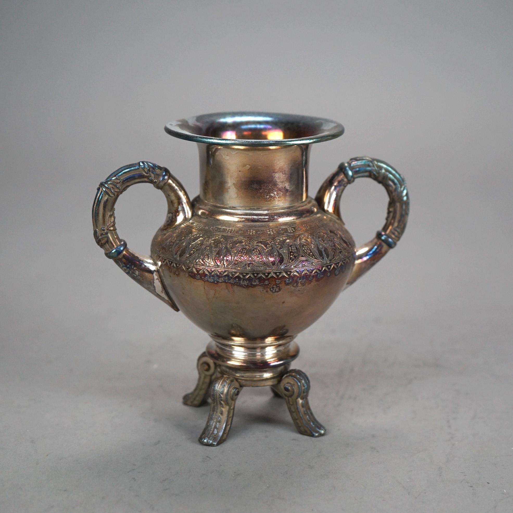 Juego de té antiguo de cuatro piezas con pie plateado C1890 en venta 1