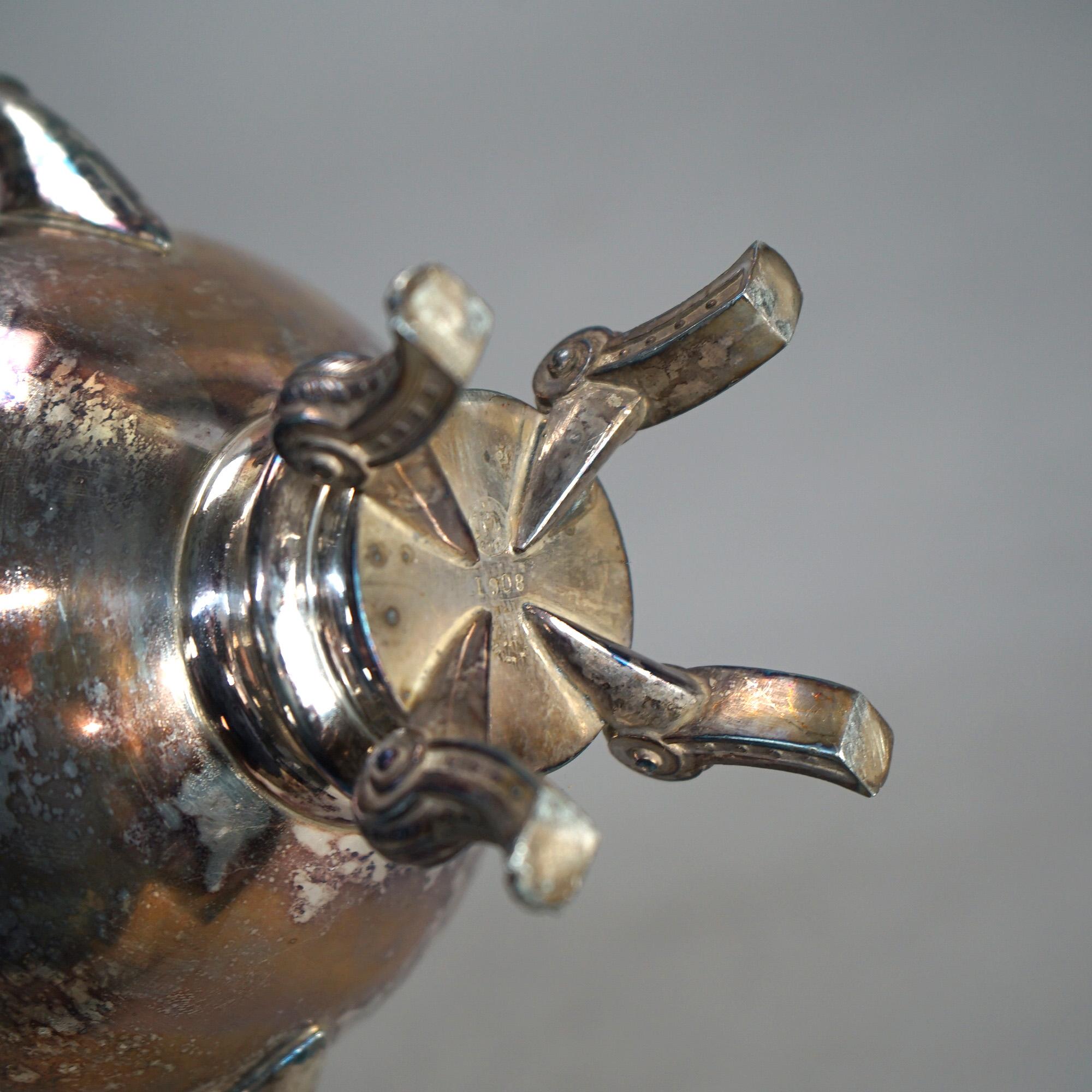 Juego de té antiguo de cuatro piezas con pie plateado C1890 en venta 3