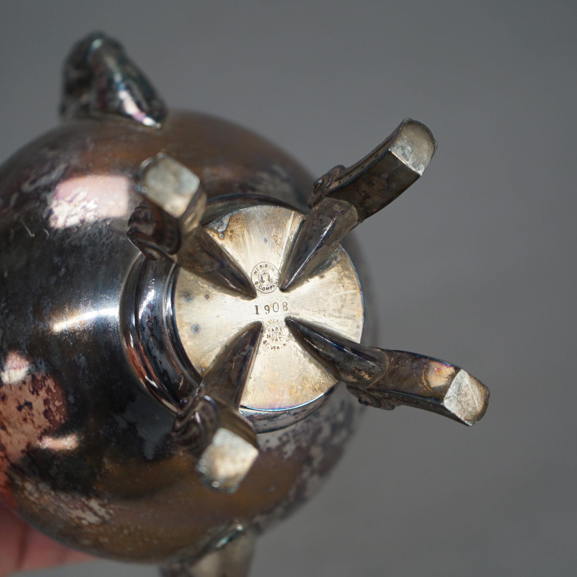 Juego de té antiguo de cuatro piezas con pie plateado C1890 en venta 4