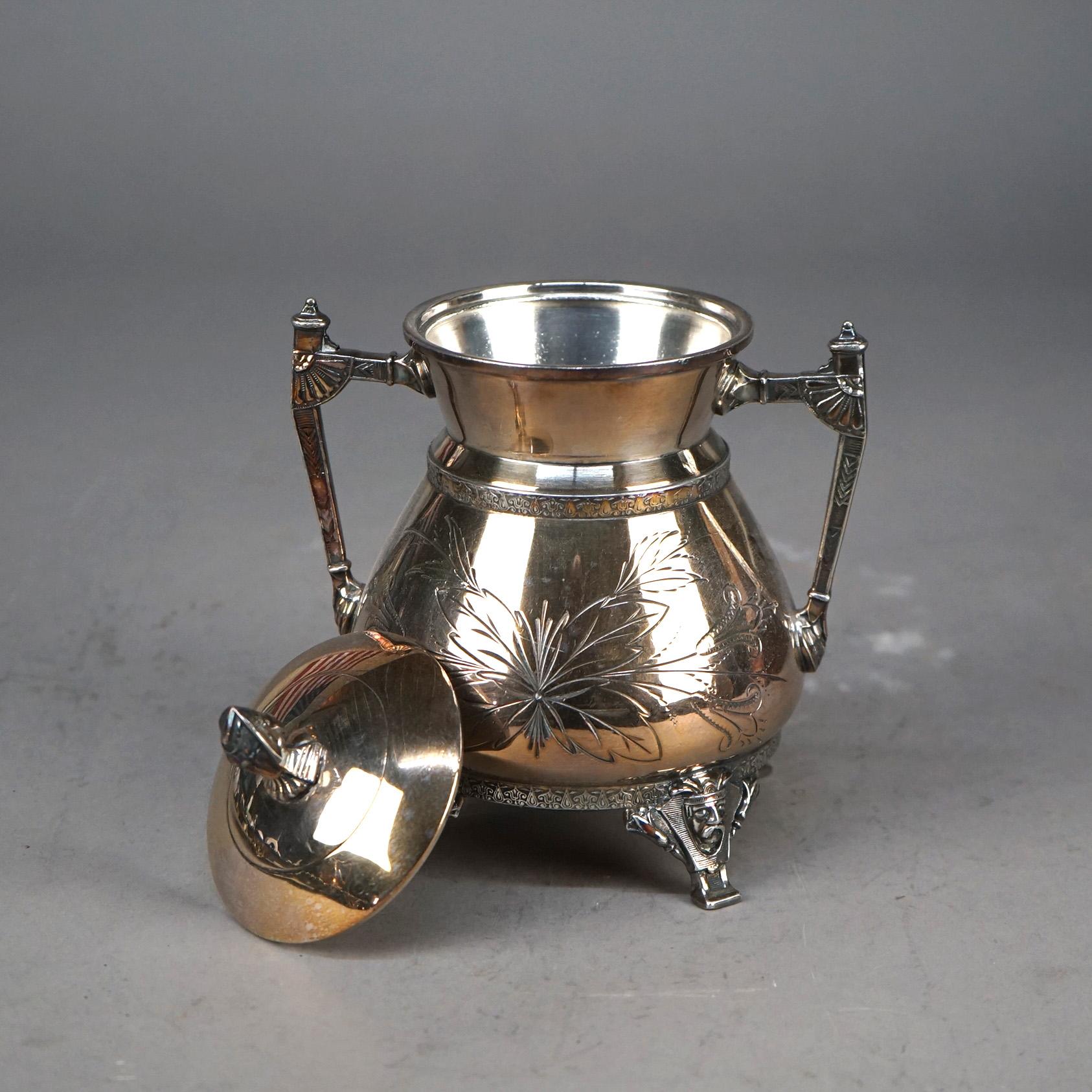 Servizio da tè con piedini in quattro pezzi antico placcato in argento C1890 in vendita 5