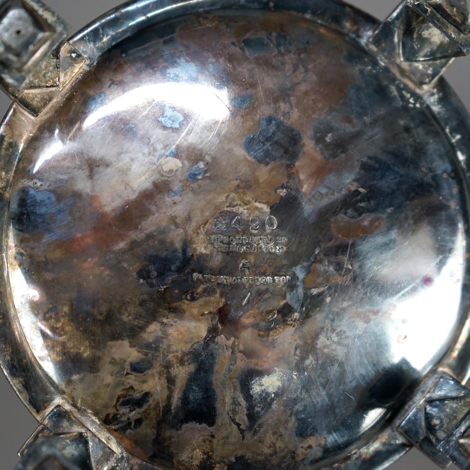 Juego de té antiguo de cuatro piezas con pie plateado C1890 en venta 6