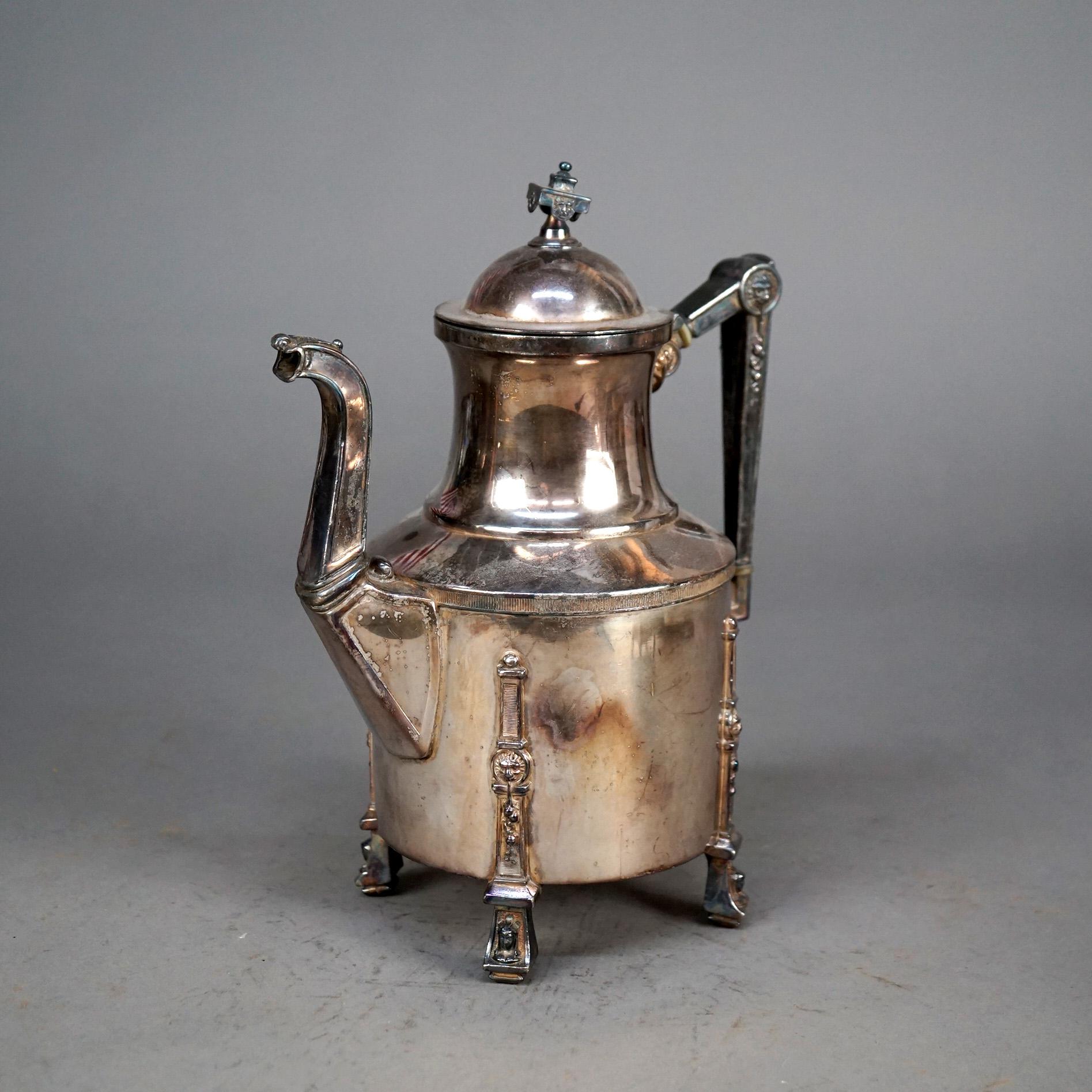 Juego de té antiguo de cuatro piezas con pie plateado C1890 siglo XIX en venta