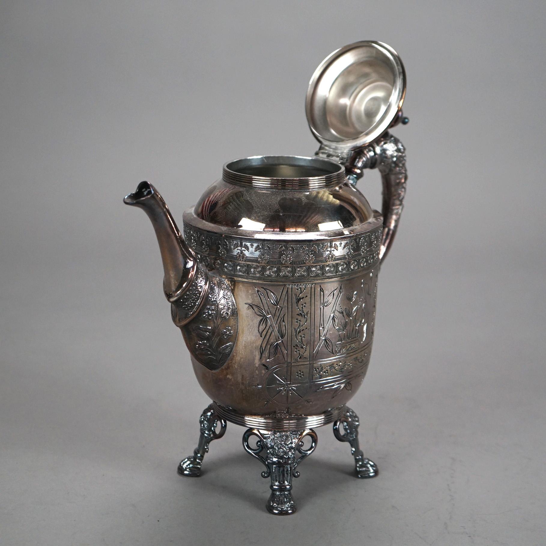 Placcato argento Servizio da tè con piedini in quattro pezzi antico placcato in argento C1890 in vendita