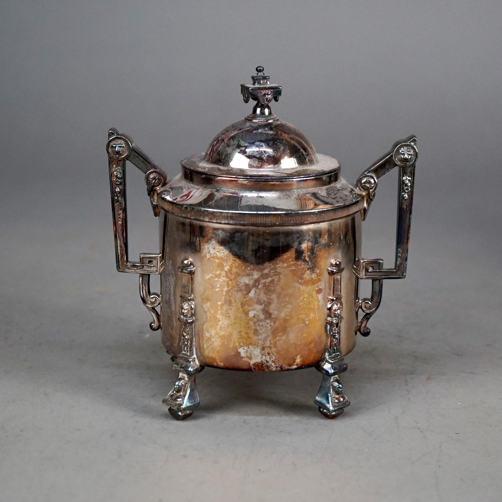 Juego de té antiguo de cuatro piezas con pie plateado C1890 en venta 2