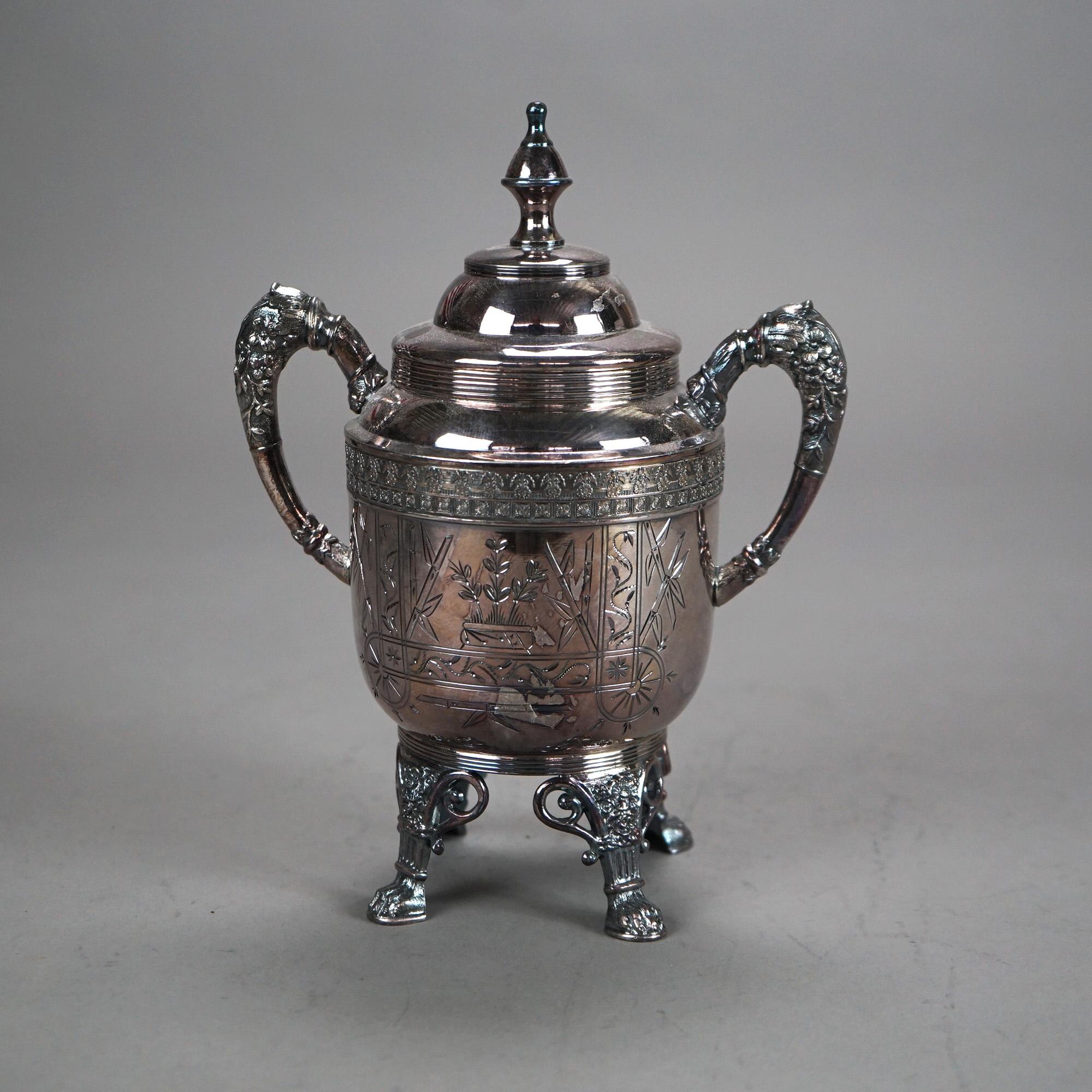 Servizio da tè con piedini in quattro pezzi antico placcato in argento C1890 in vendita 2