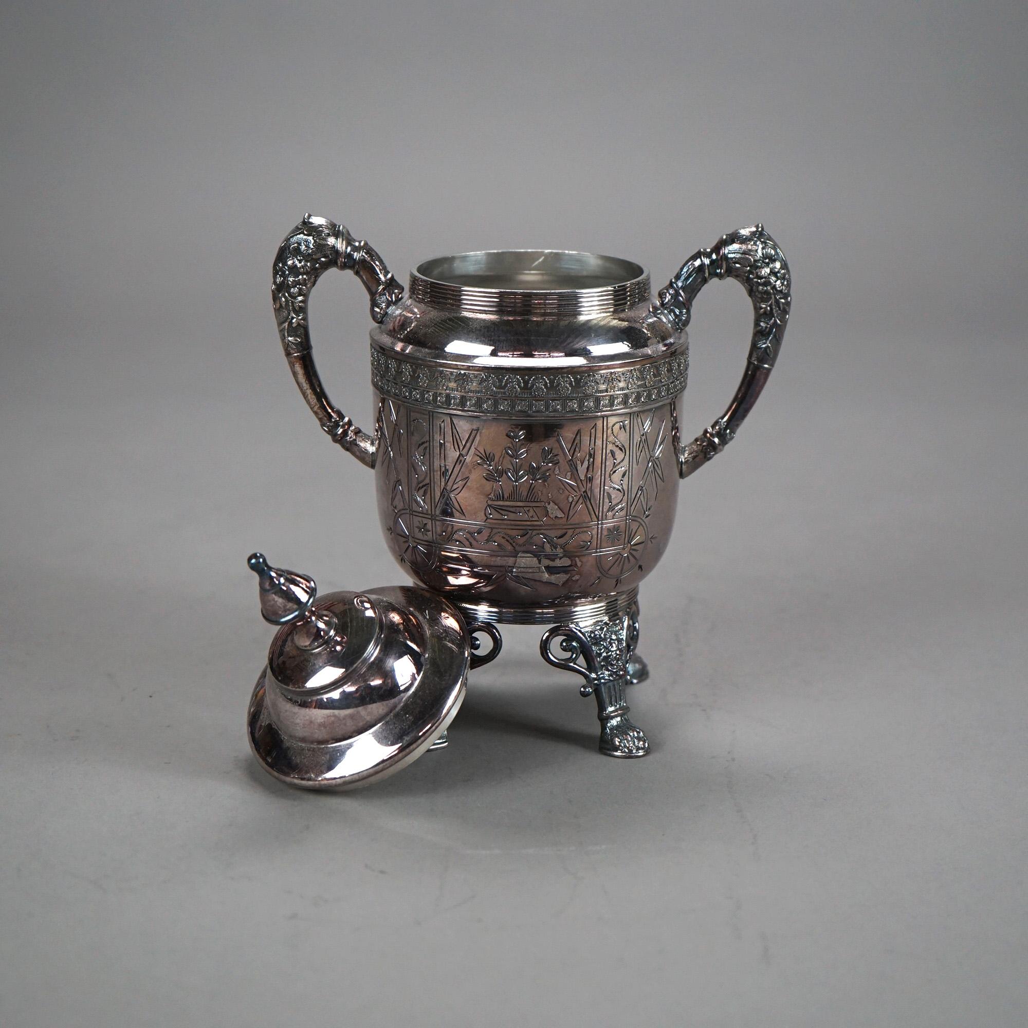 Servizio da tè con piedini in quattro pezzi antico placcato in argento C1890 in vendita 3