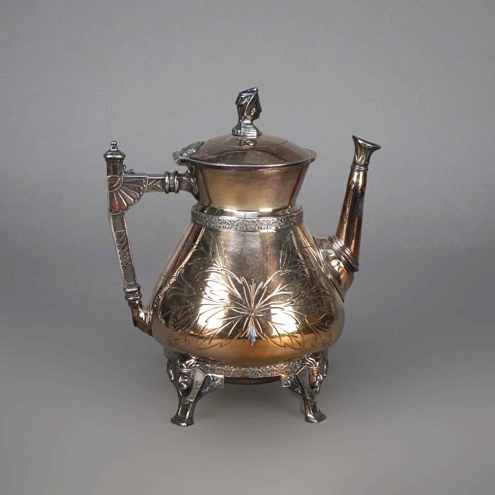 Servizio da tè con piedini in quattro pezzi antico placcato in argento C1890 in vendita 3