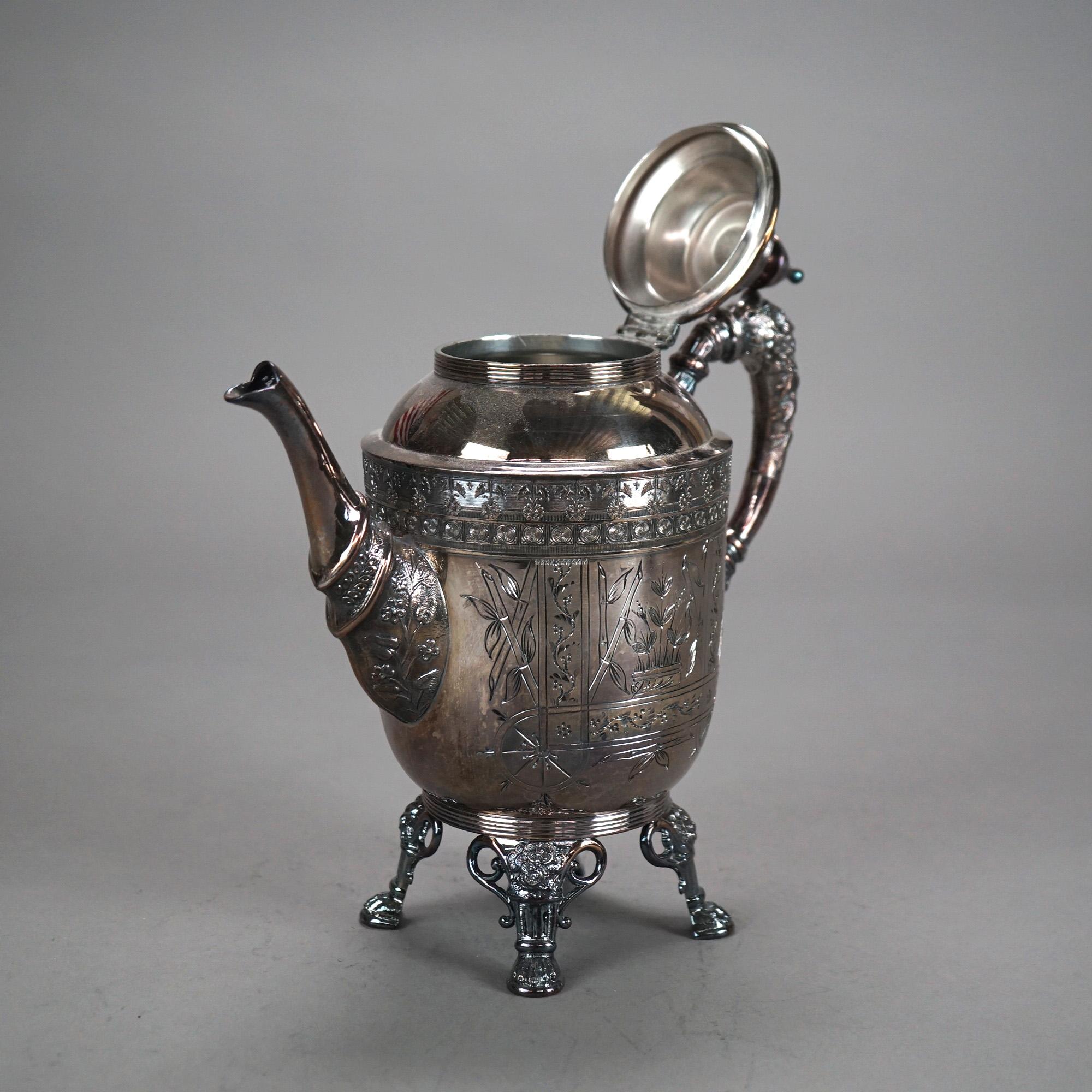 Servizio da tè con piedini in quattro pezzi antico placcato in argento C1890 in vendita 4