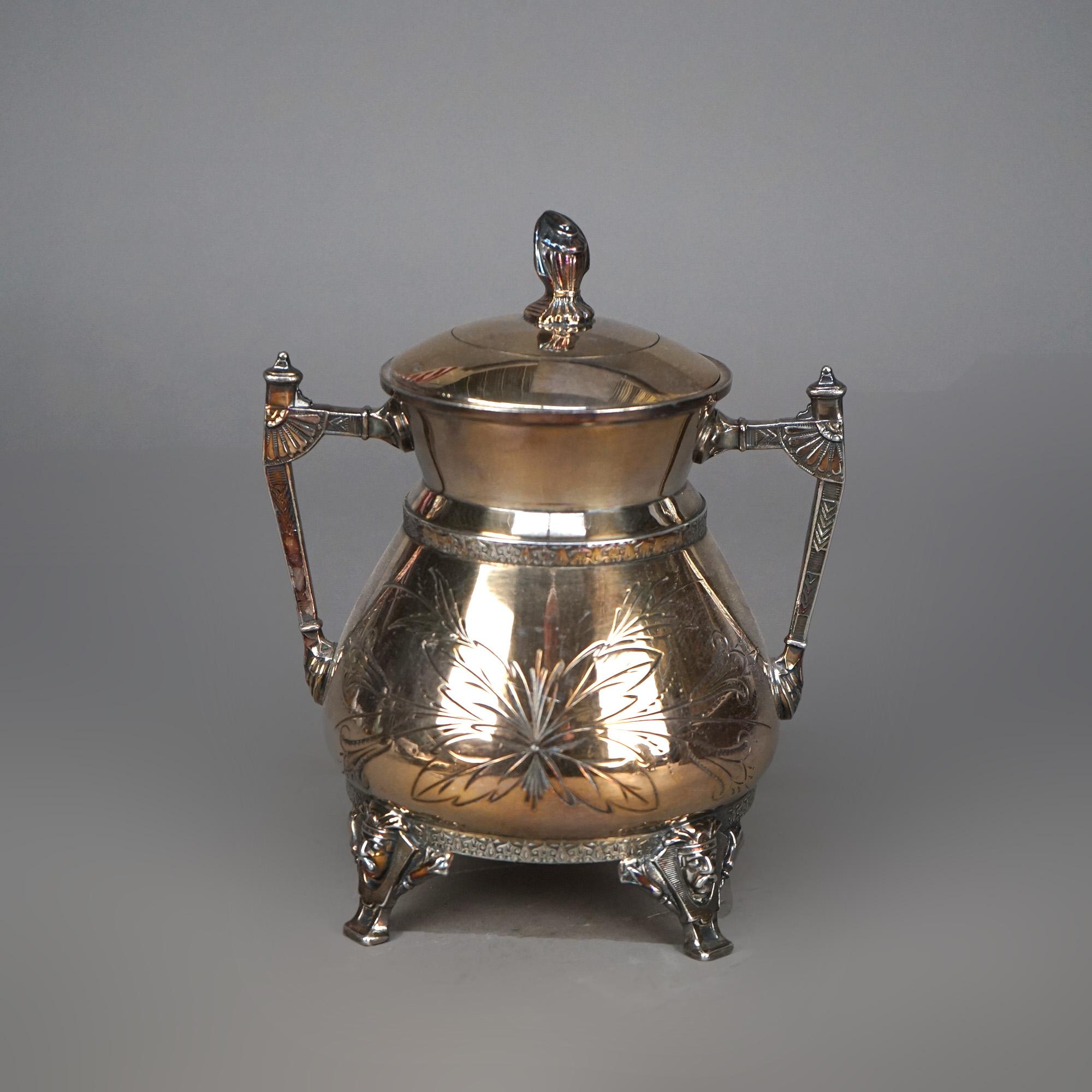 Servizio da tè con piedini in quattro pezzi antico placcato in argento C1890 in vendita 4