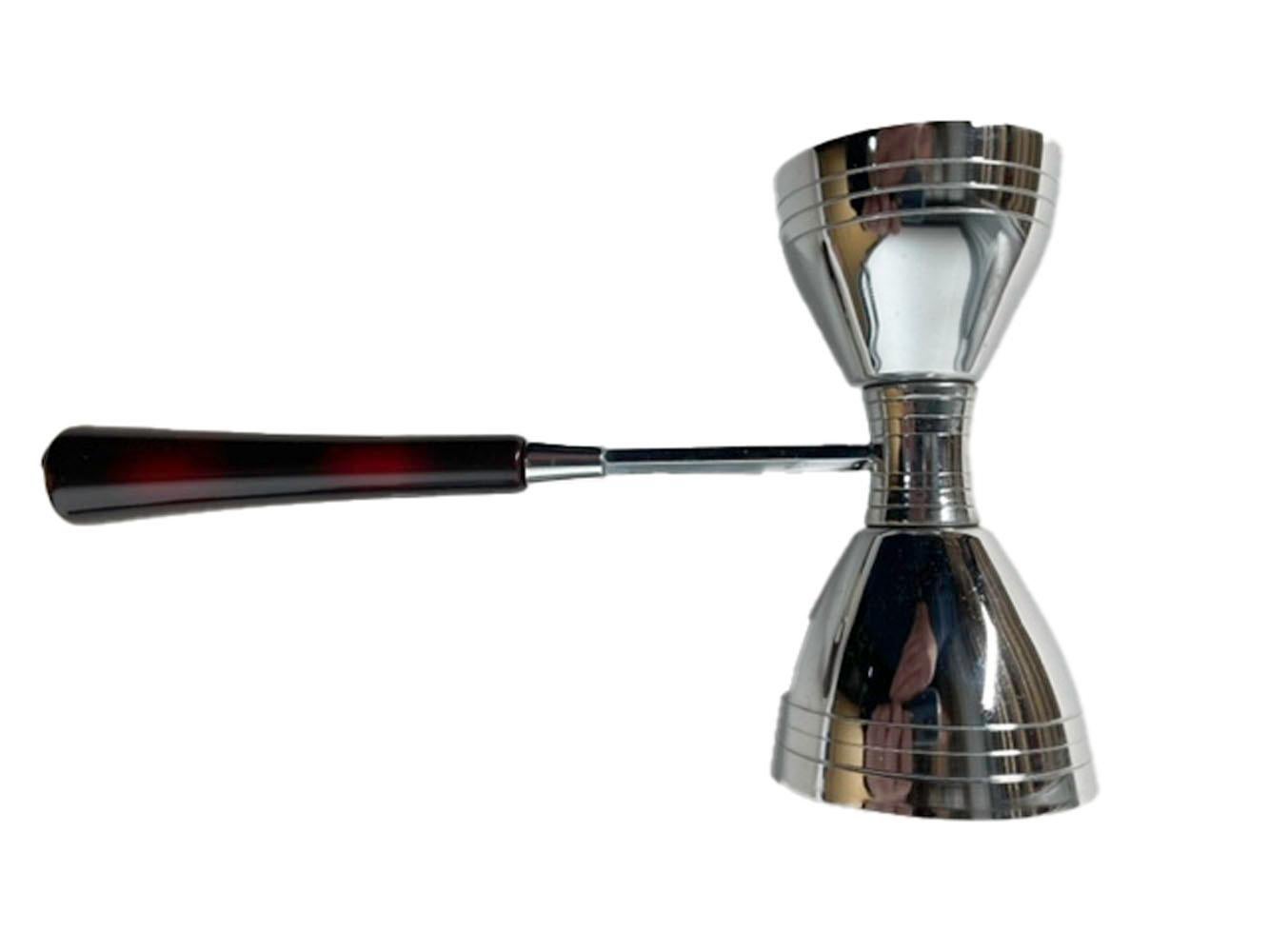 Art Deco Four Piece Boxed Chrome and Bakelite Bar Tool Set from Barmates by Glo-Hill