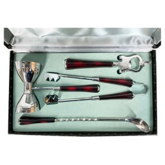 Four Piece Boxed Chrome and Bakelite Bar Tool Set from Barmates by Glo-Hill