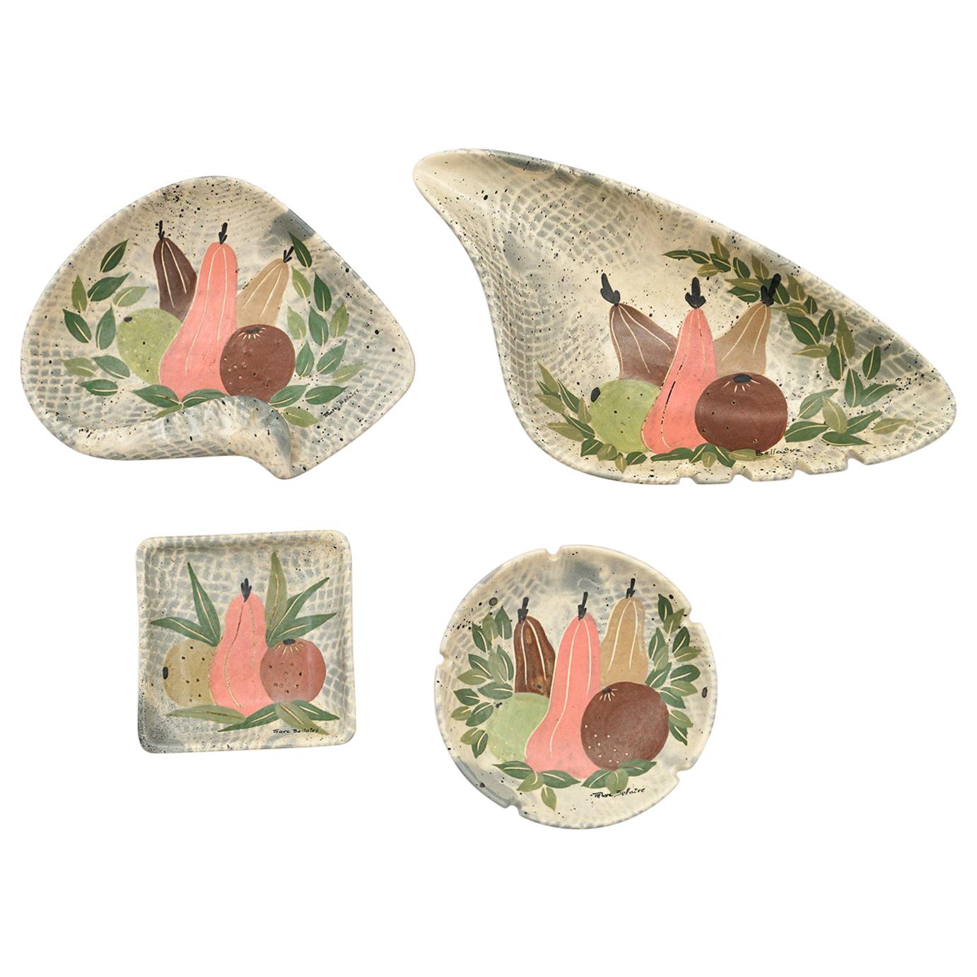 Four Piece California Pottery Smoking Set by Marc Bellaire, Excellent Condition For Sale