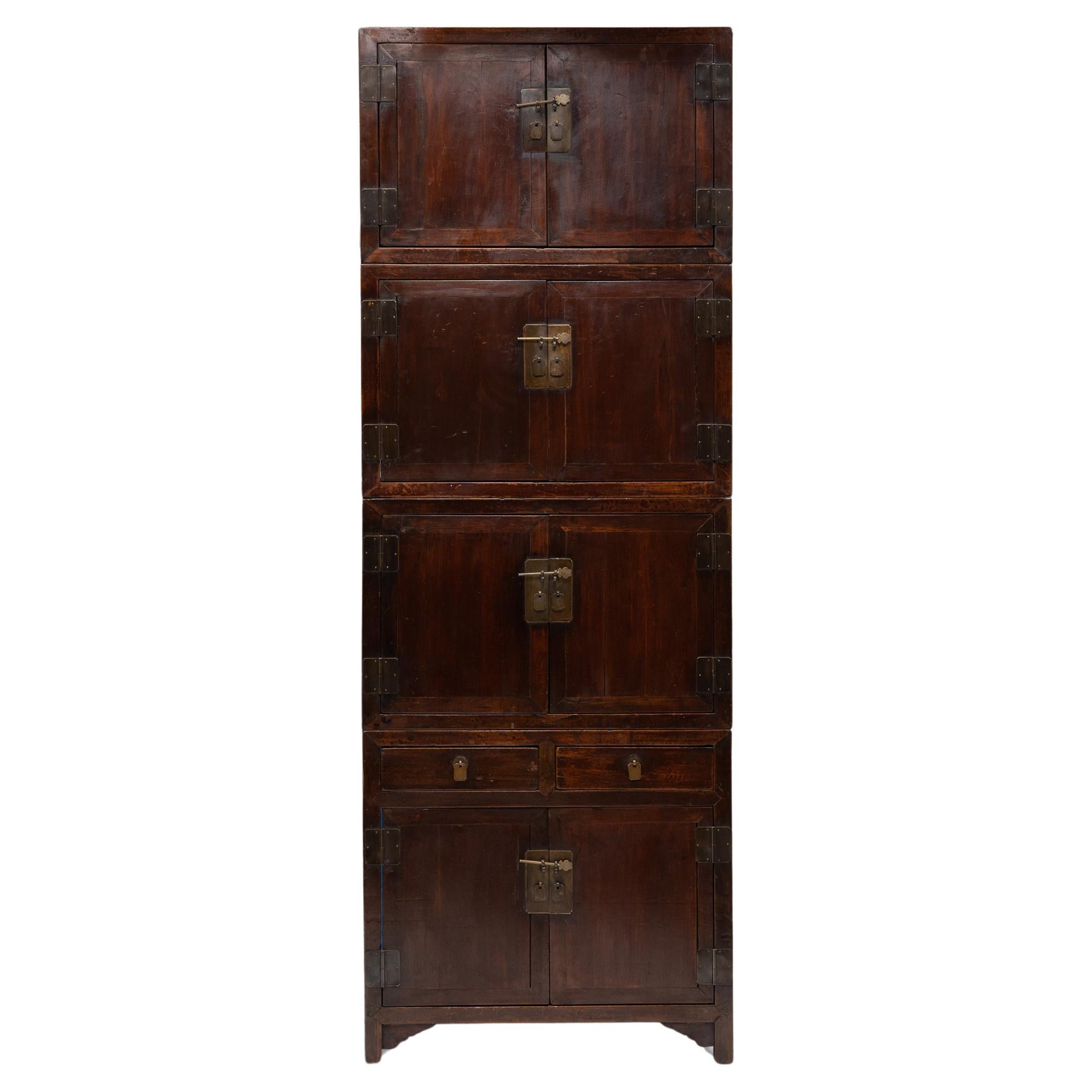 Four Piece Chinese Stacking Cabinet, c. 1930 For Sale