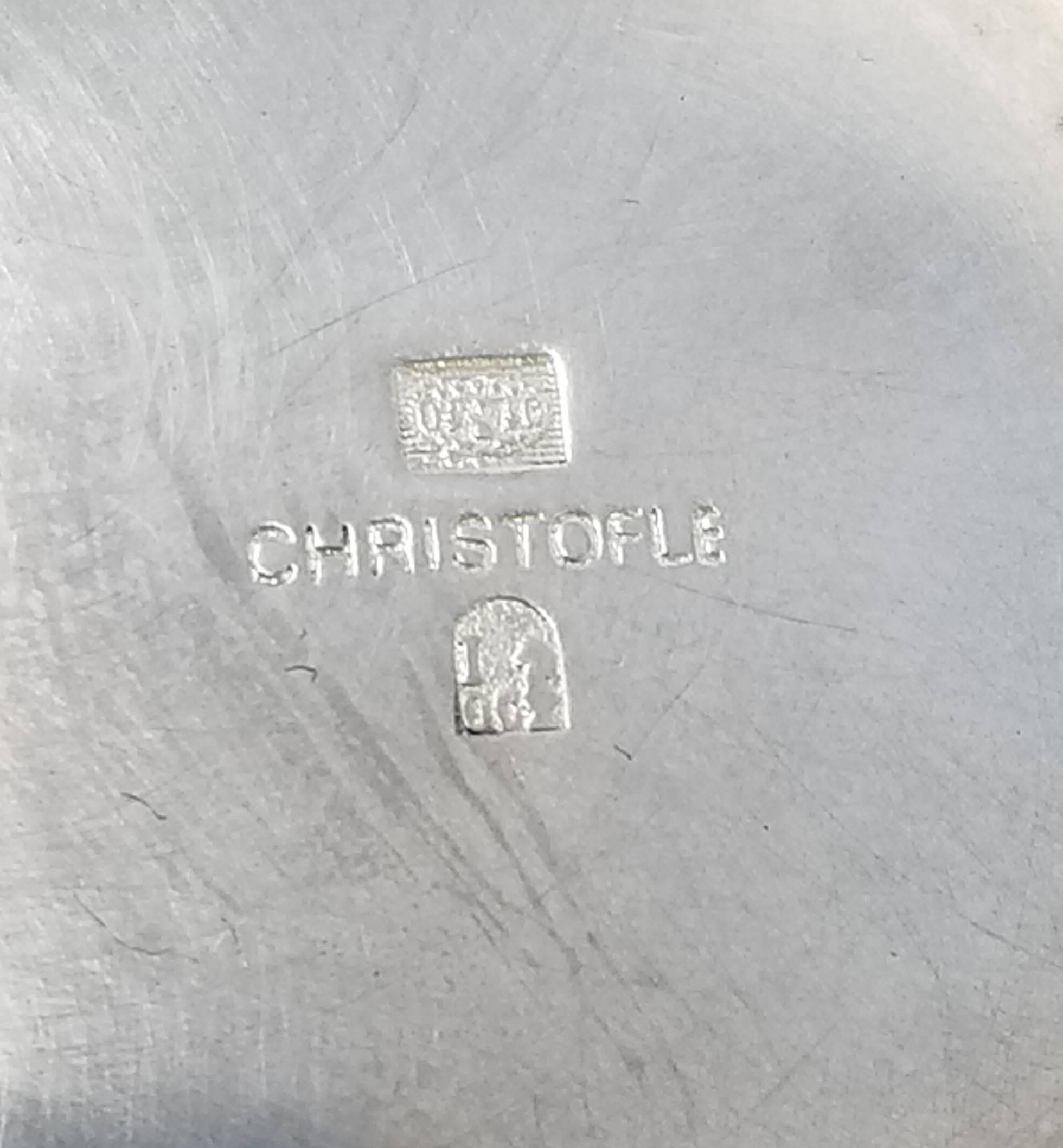 Four-Piece Christofle Tea Set, Silver Plated, Malmaison-Beauharnais Pattern For Sale 3
