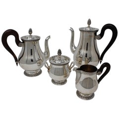 Four-Piece Christofle Tea Set, Silver Plated, Malmaison-Beauharnais Pattern