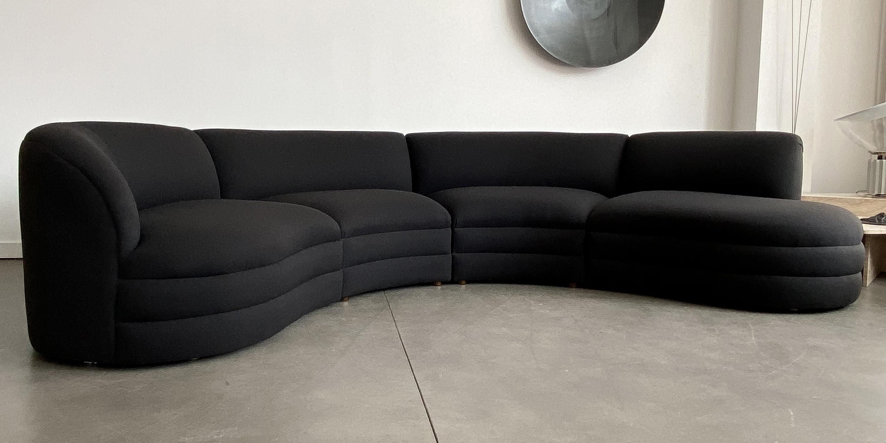 American Four Piece Curved Sectional Sofa Attributed to Vladimir Kagan