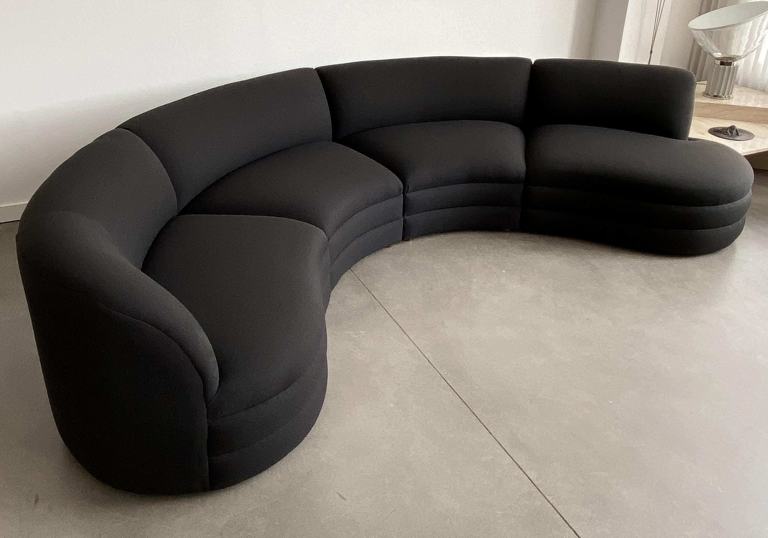 20th Century Four Piece Curved Sectional Sofa Attributed to Vladimir Kagan