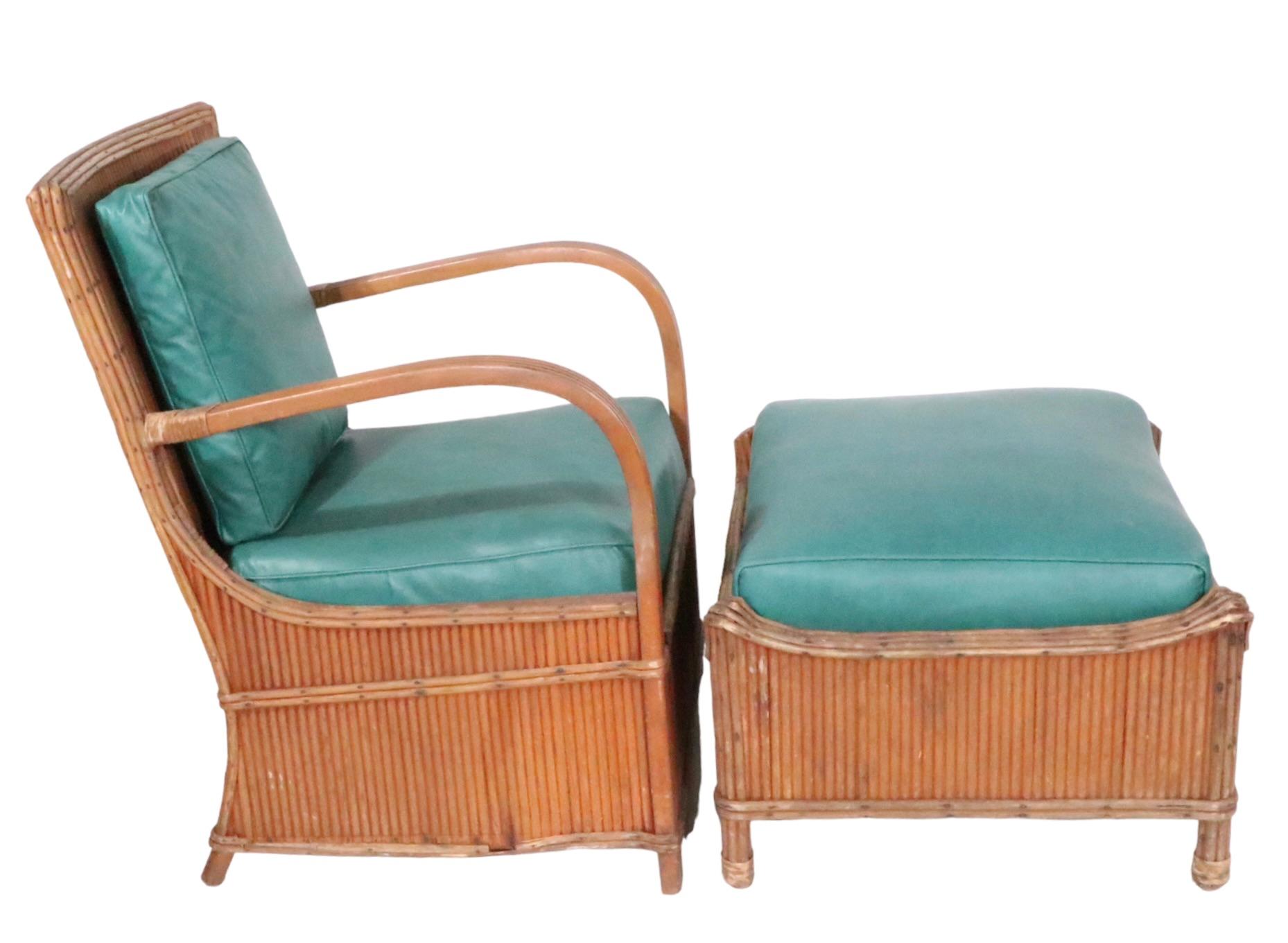 Four Piece Group of Art Deco Rattan Pencil Reed Wicker by the American Chair Co. For Sale 4