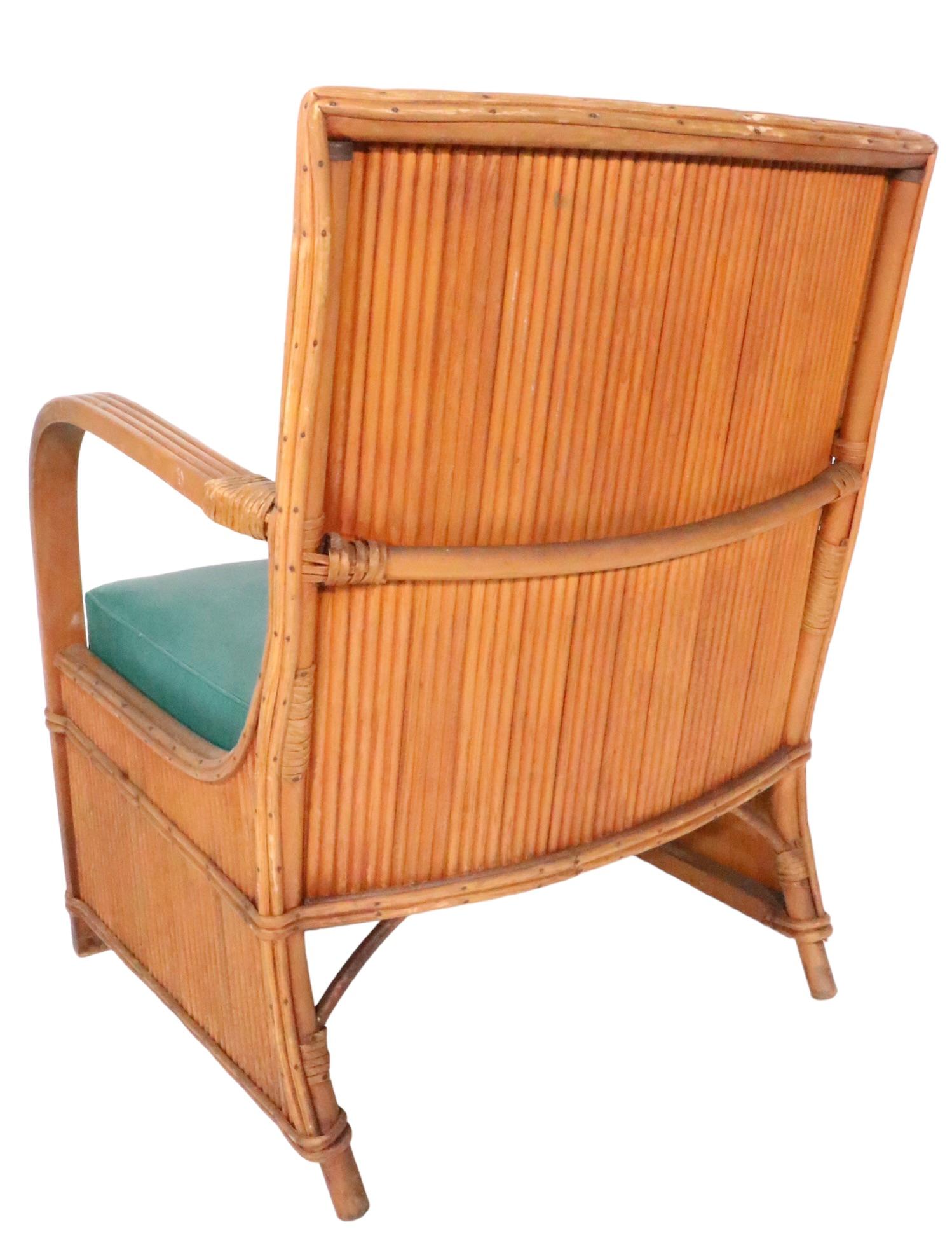 Four Piece Group of Art Deco Rattan Pencil Reed Wicker by the American Chair Co. For Sale 7