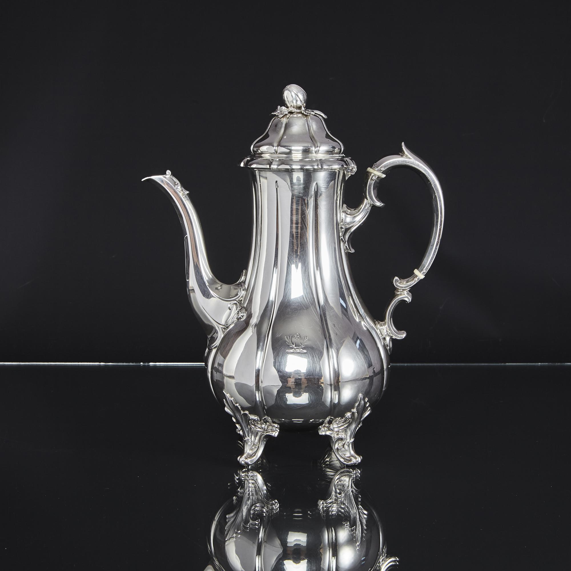 Four Piece Melon Style Silver Tea and Coffee Set 3
