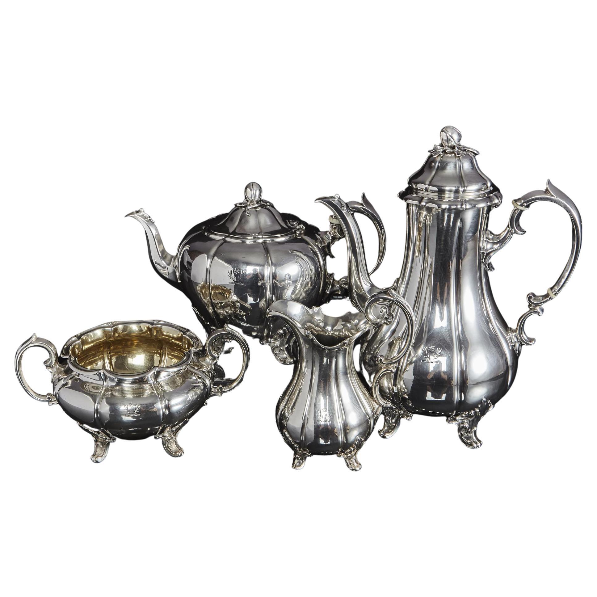 Four Piece Melon Style Silver Tea and Coffee Set