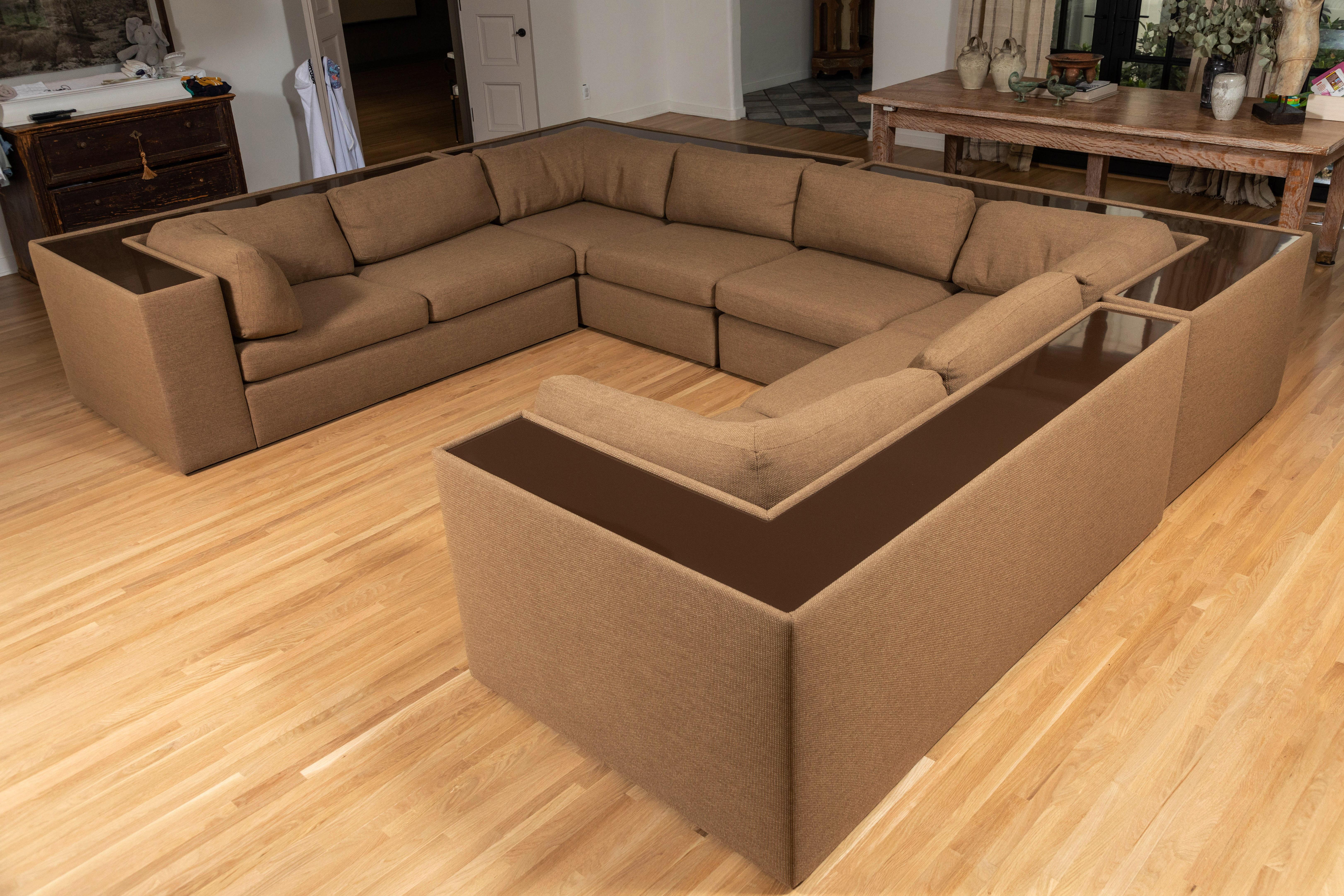 Four-Piece Milo Baughman Sectional Sofa with Original Polymer Shelf Back In Good Condition In Chicago, IL