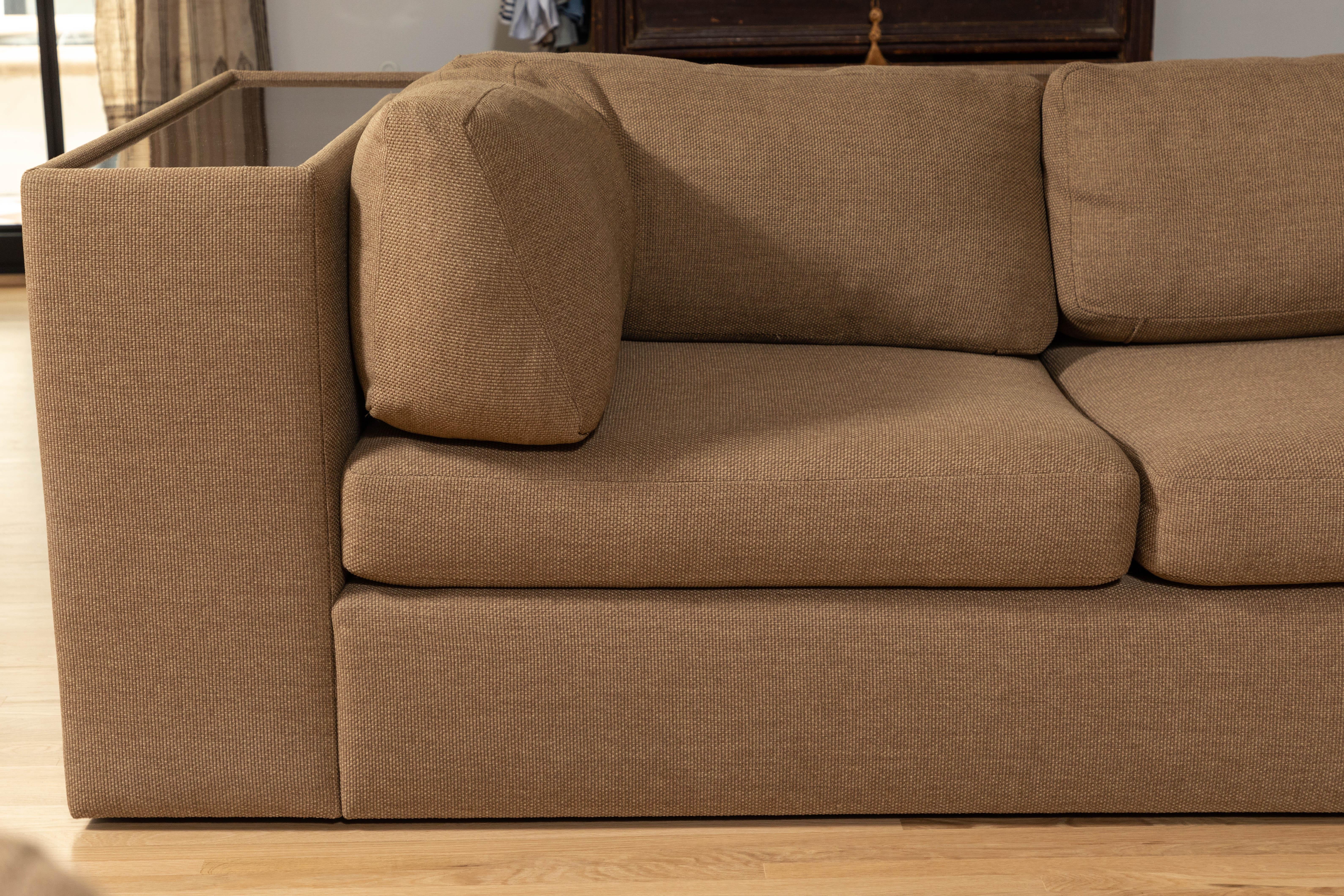 20th Century Four-Piece Milo Baughman Sectional Sofa with Original Polymer Shelf Back