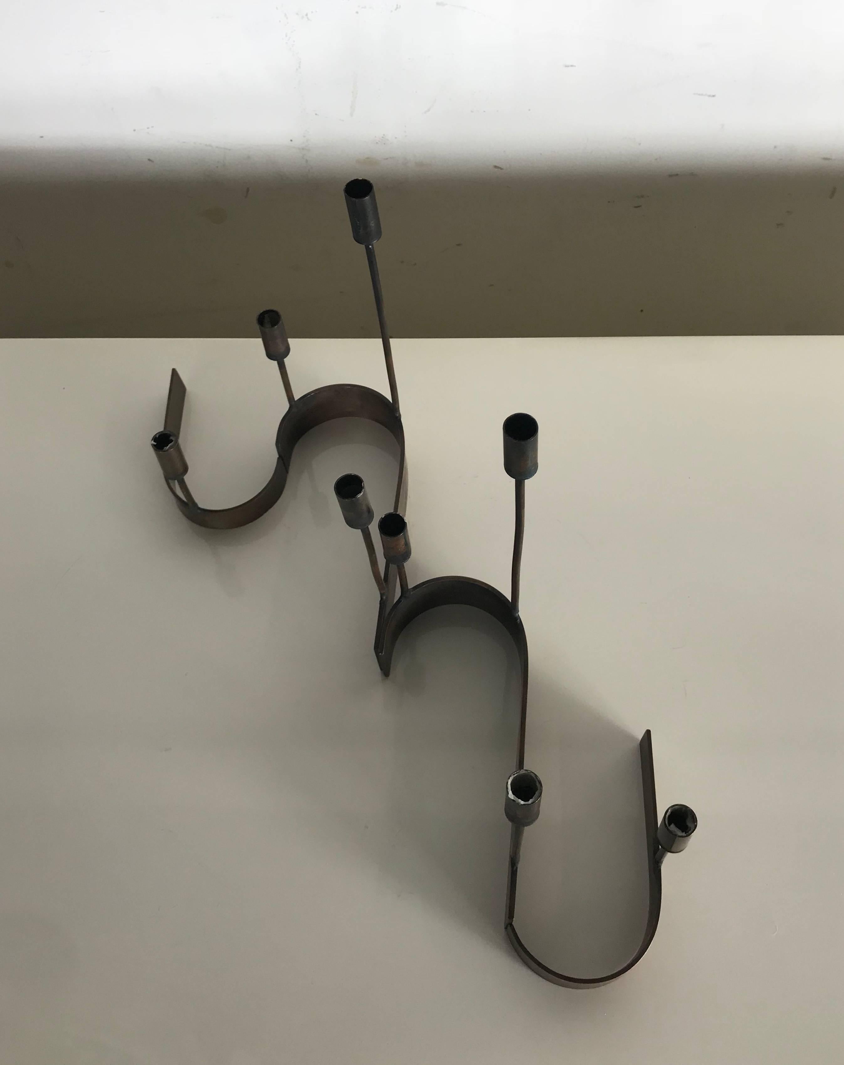 Four-Piece Modernist Copper Candelabrum by Chet Spacher 1