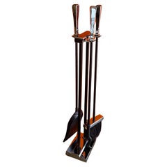 Four Piece Polished Chrome and Iron Fireplace Tools Set by Sunset