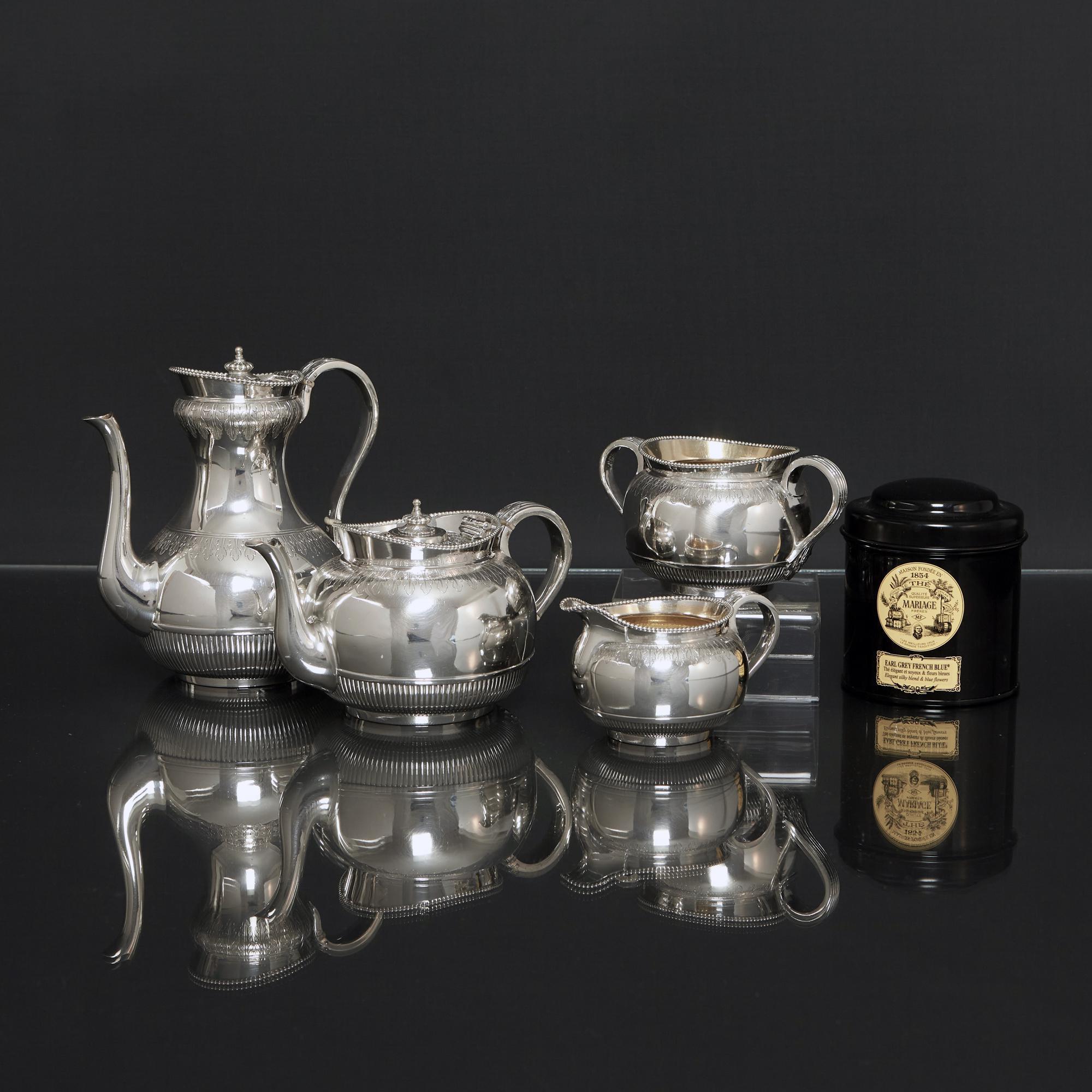 Victorian Four-Piece Silver Breakfast Tea & Coffee Set, 1868 For Sale