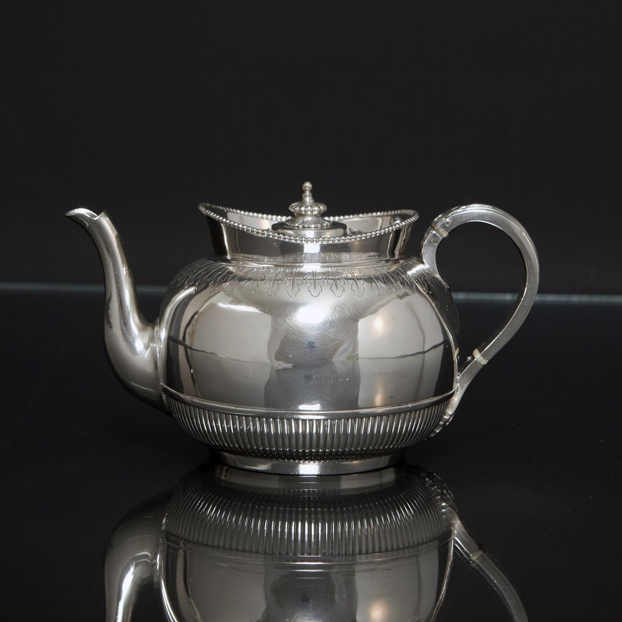 English Four-Piece Silver Breakfast Tea & Coffee Set, 1868 For Sale