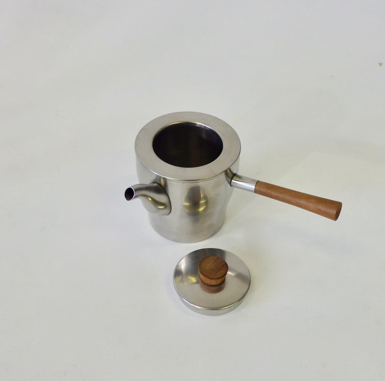 Four Piece Stainless with Teak Coffee Tea or Cocoa Service Dana DFA, Denmark 1