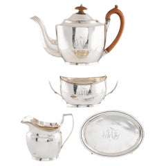 Juego de té de cuatro piezas de plata de ley Londres 1803