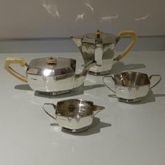 Four Piece Tea & Coffee Set Sitting on Large Oblong Tray Sheffield 1934/35 Edwar