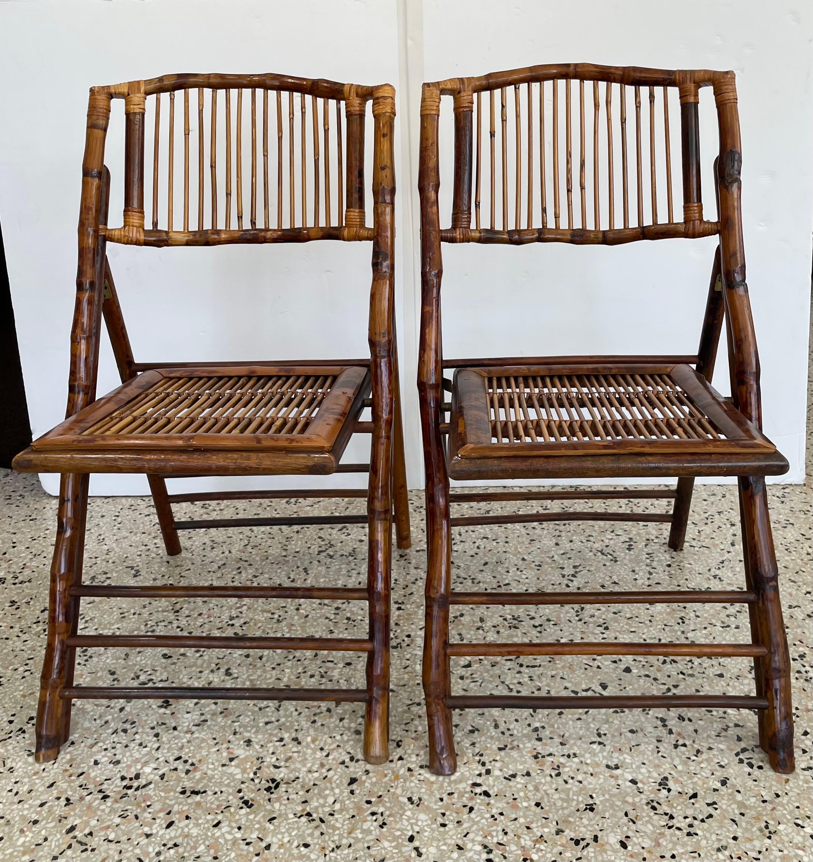 Four Piece Tortoise Bamboo Patio Set For Sale 8