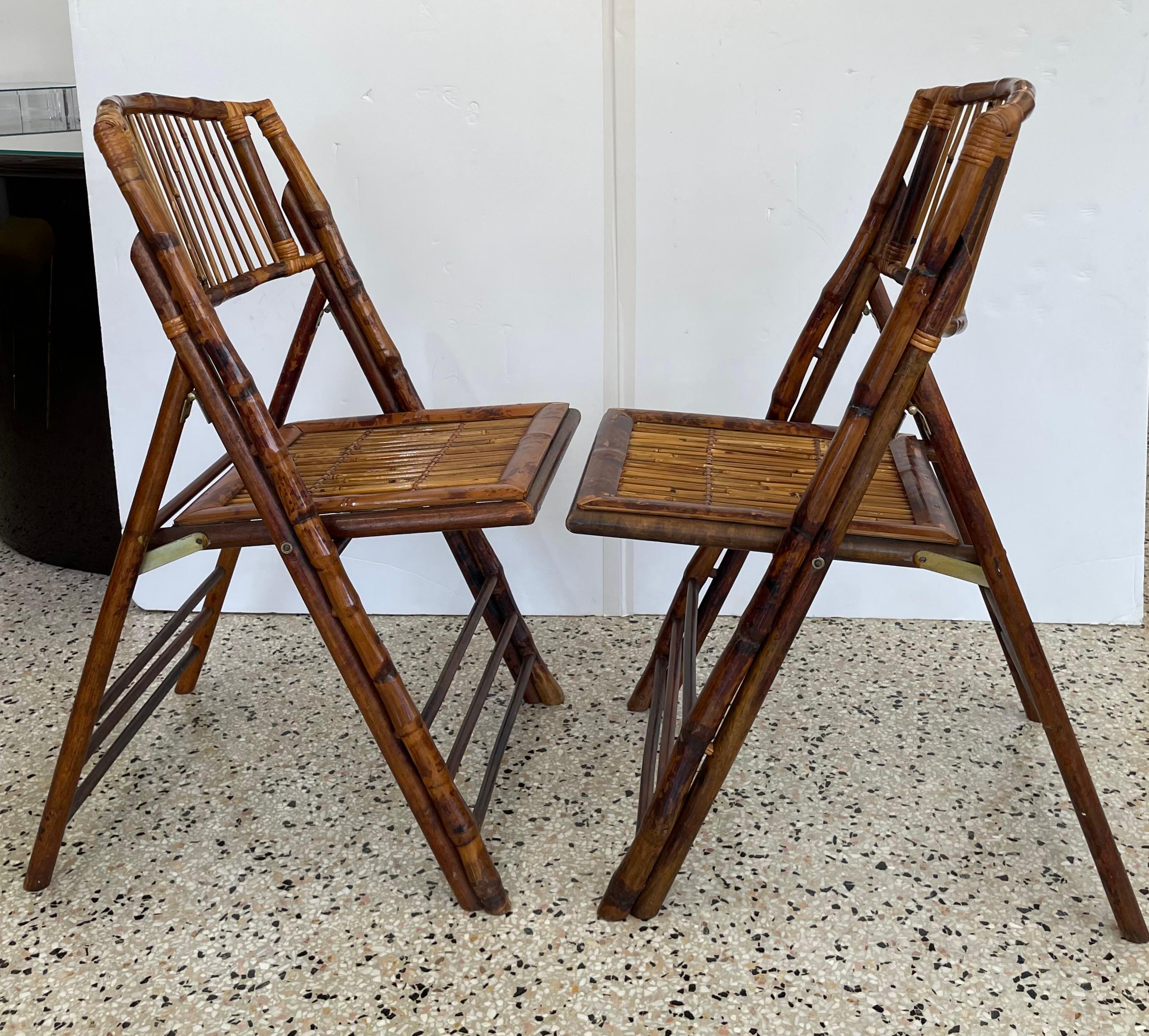 Four Piece Tortoise Bamboo Patio Set For Sale 9