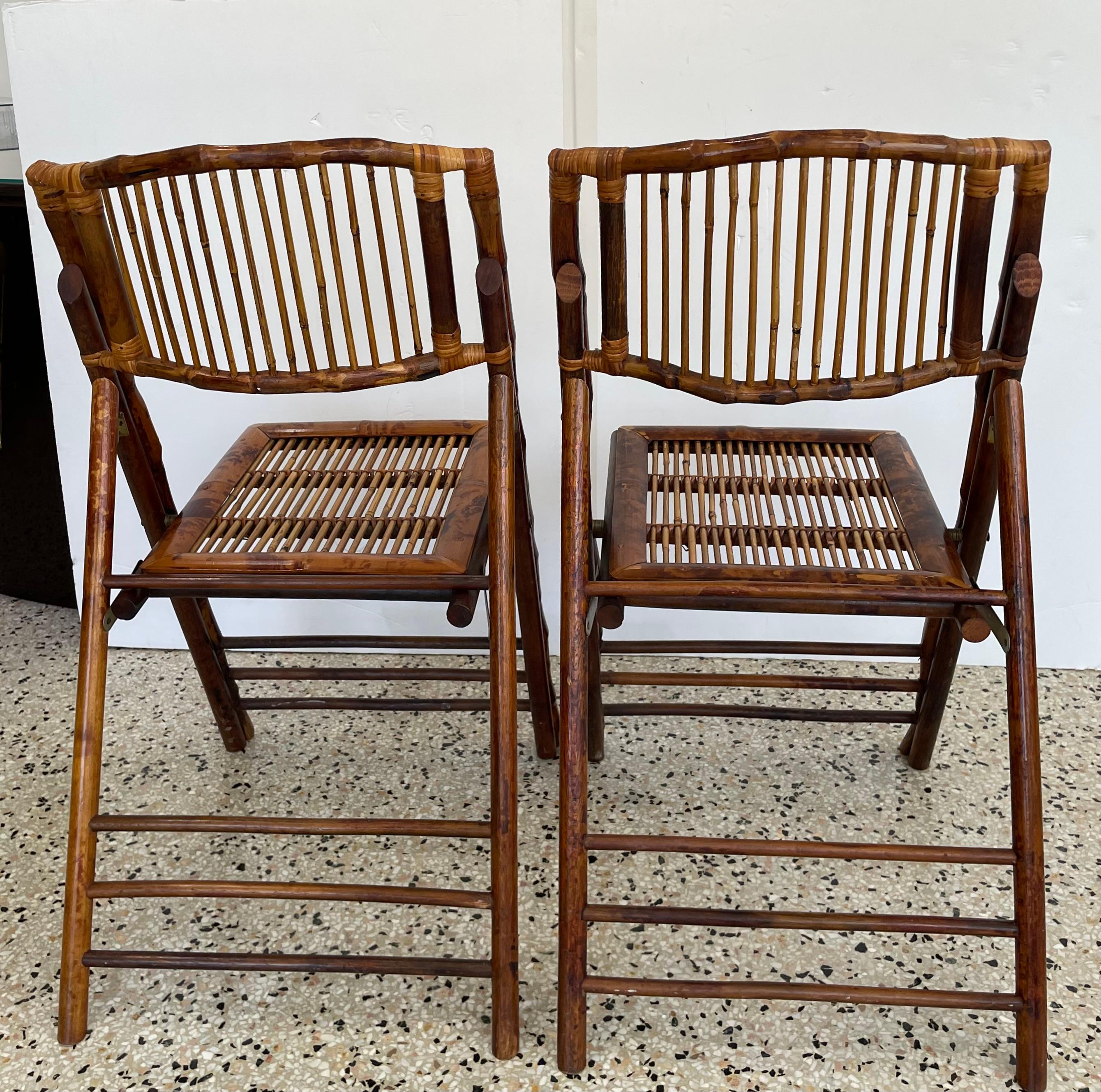 Four Piece Tortoise Bamboo Patio Set For Sale 10