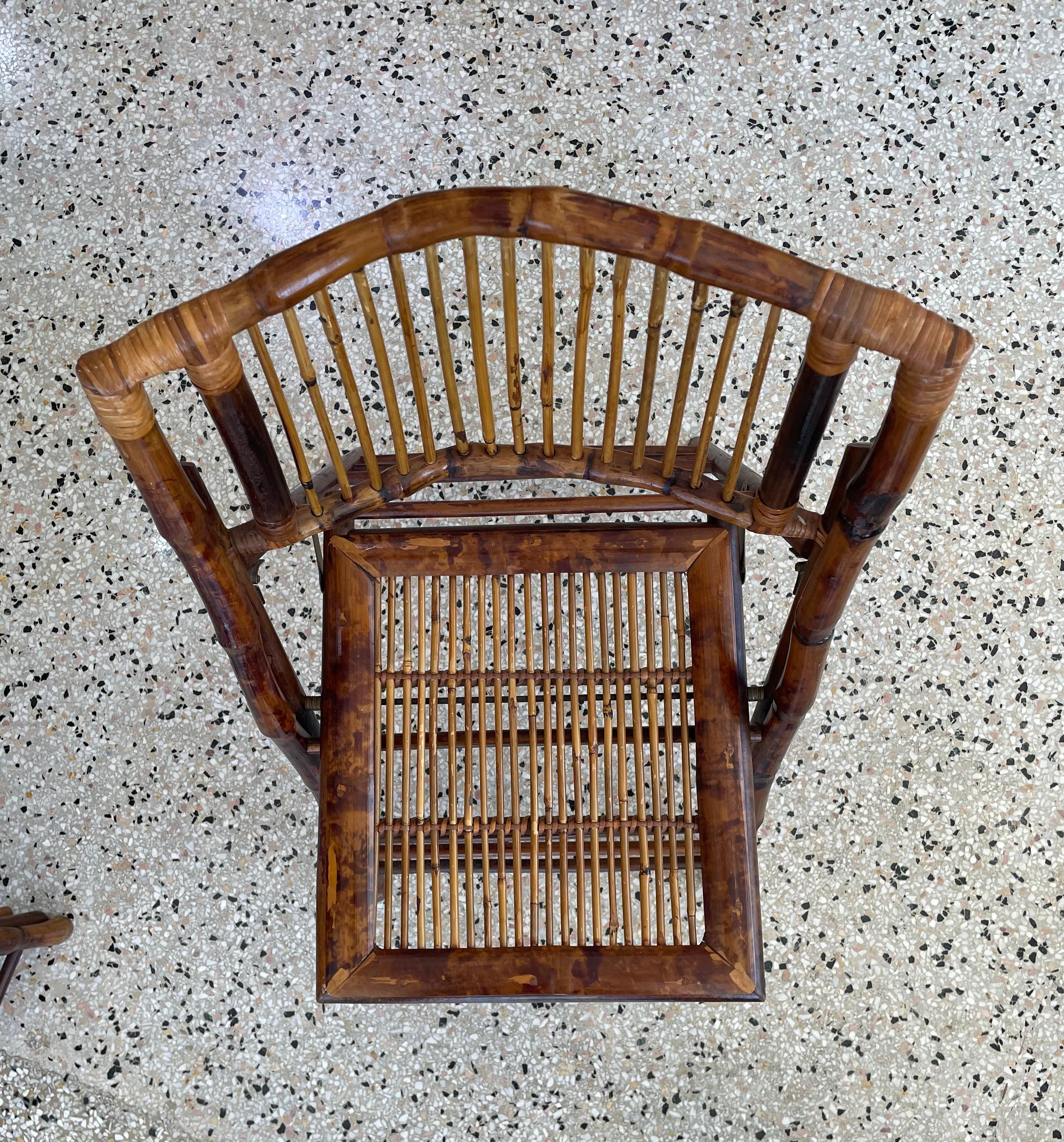 Hand-Crafted Four Piece Tortoise Bamboo Patio Set For Sale