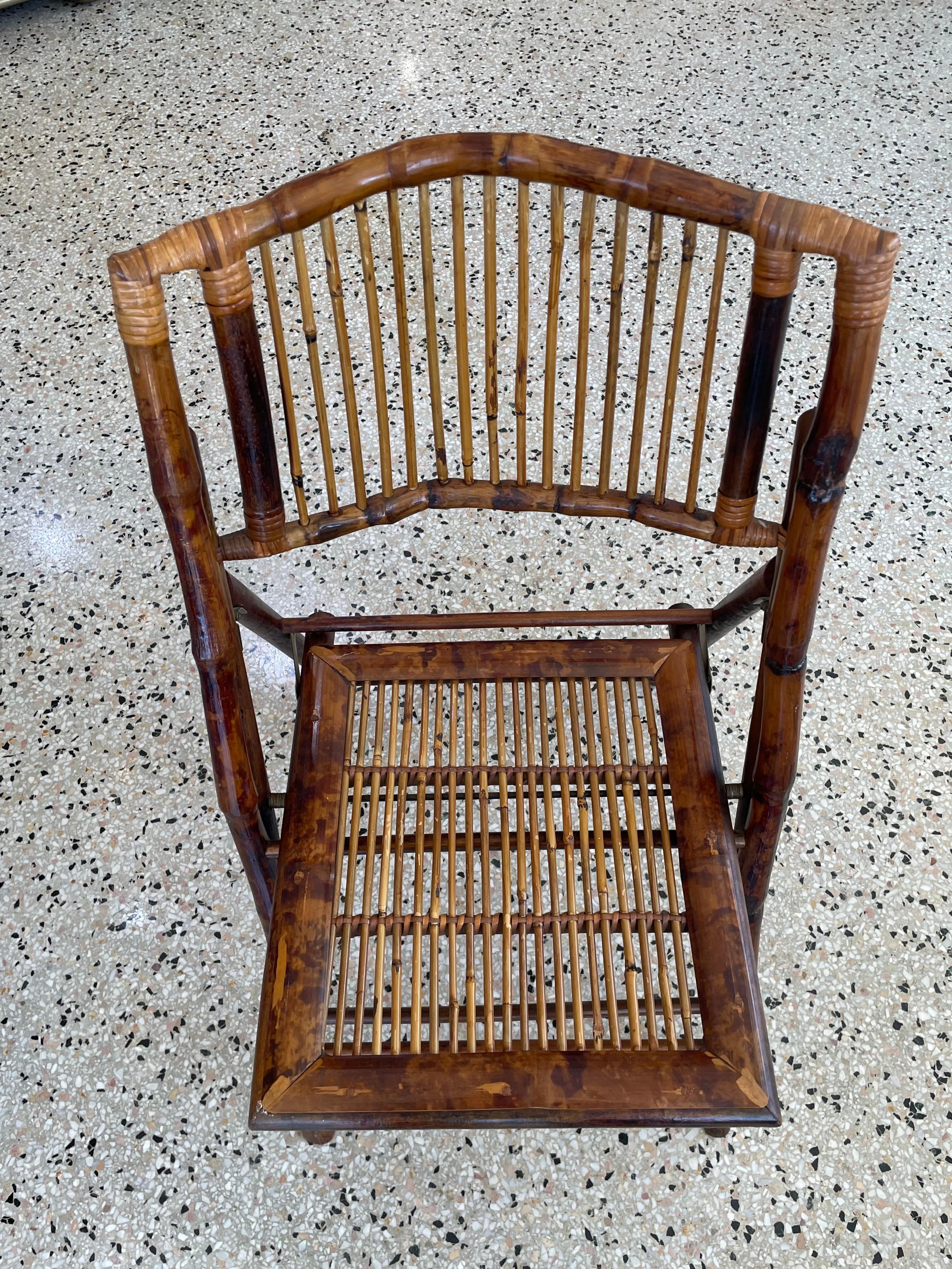 Four Piece Tortoise Bamboo Patio Set In Good Condition For Sale In West Palm Beach, FL