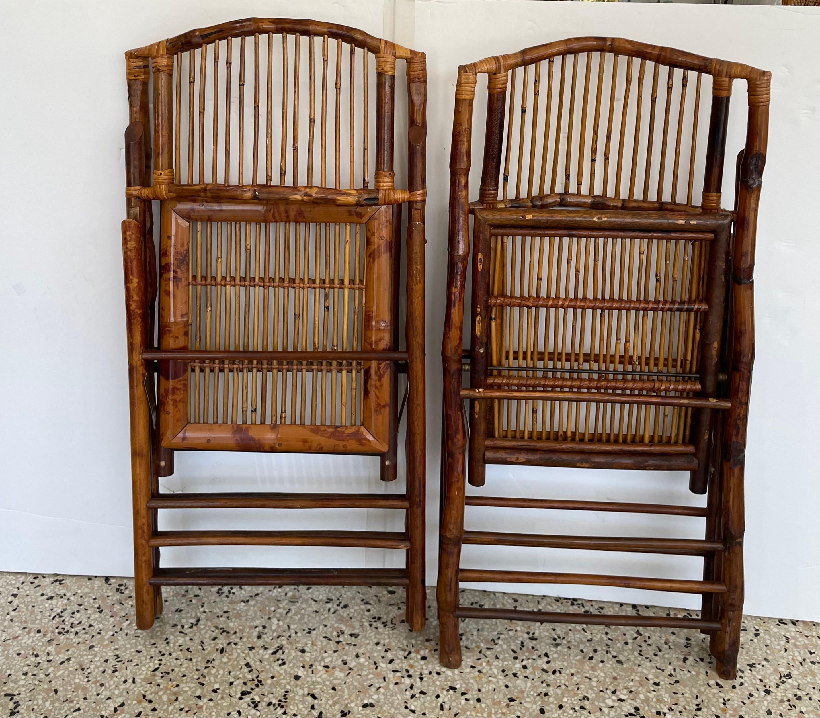20th Century Four Piece Tortoise Bamboo Patio Set For Sale