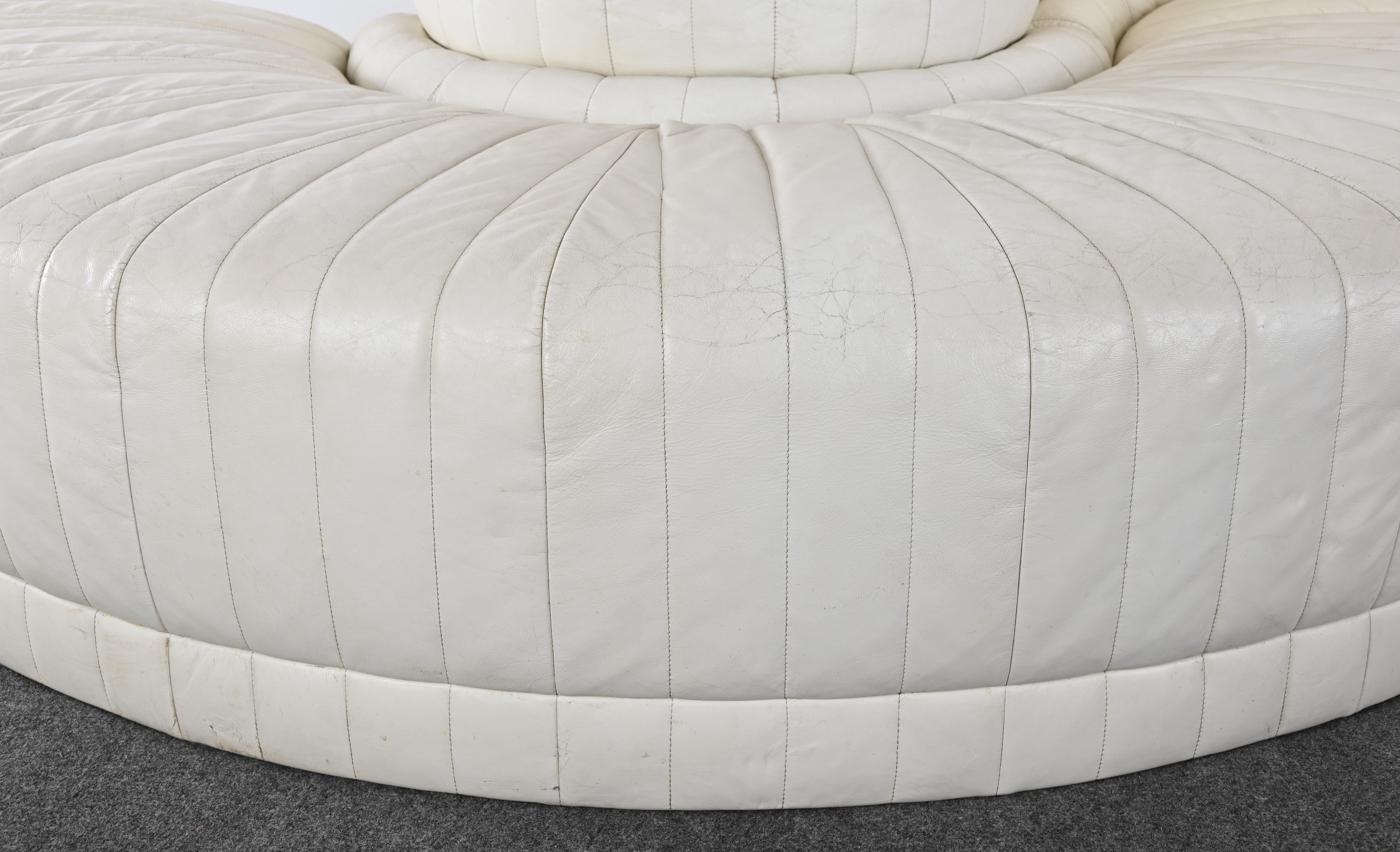 Four Piece White Leather Sectional Sofa by Roche Bobois, 1985 1