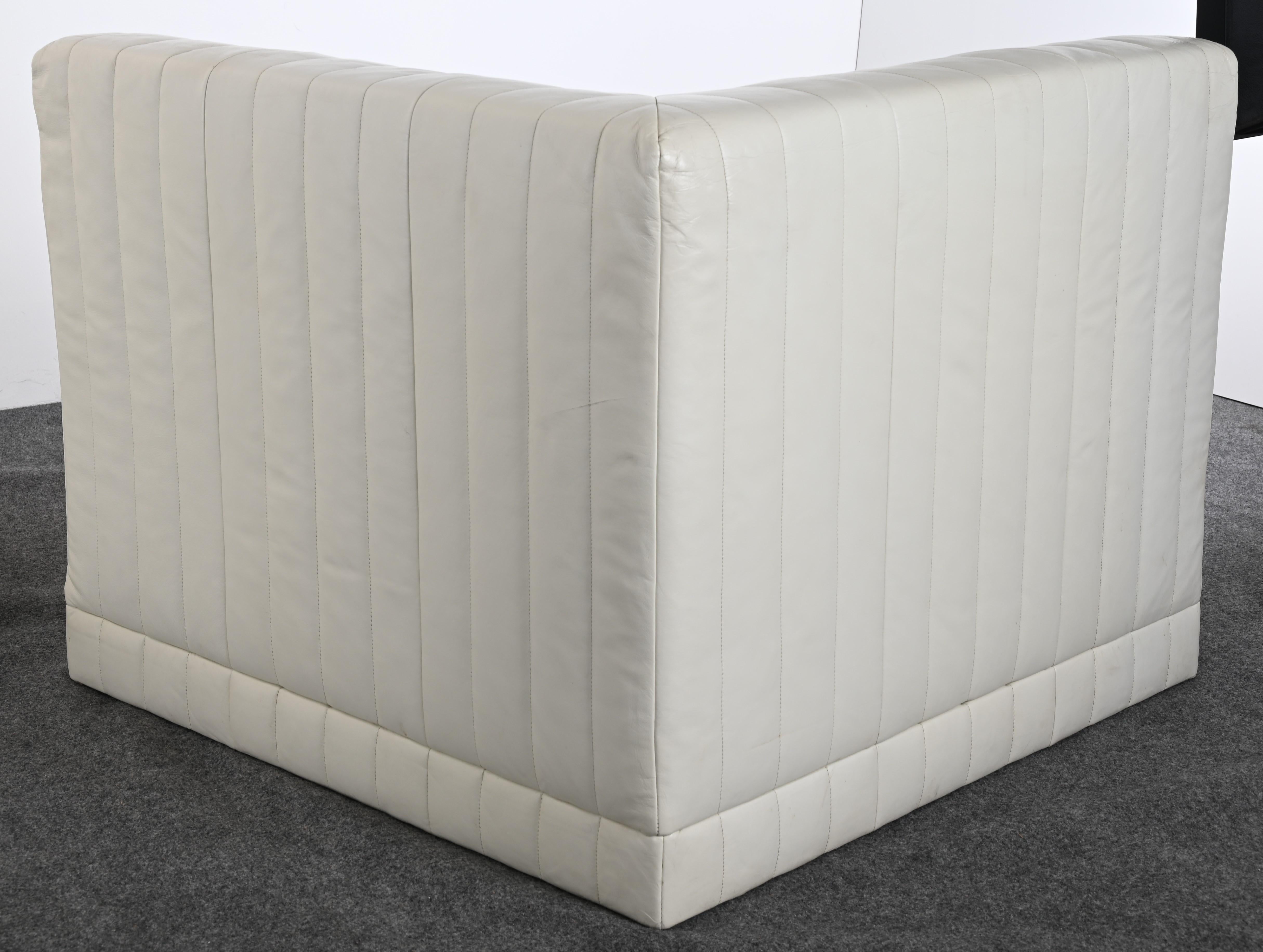 Canapé sectionnel de quatre pièces en cuir blanc de Roche Bobois, 1985 7