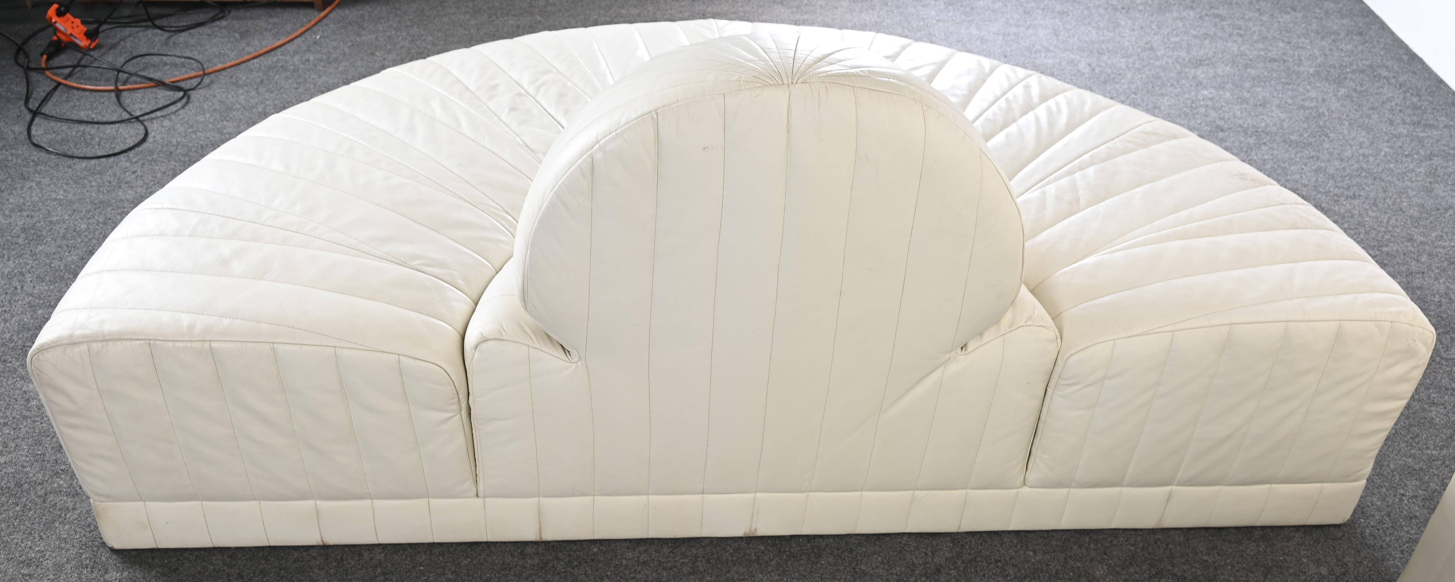 Vierteiliges Sofa aus weißem Leder von Roche Bobois, 1985 9